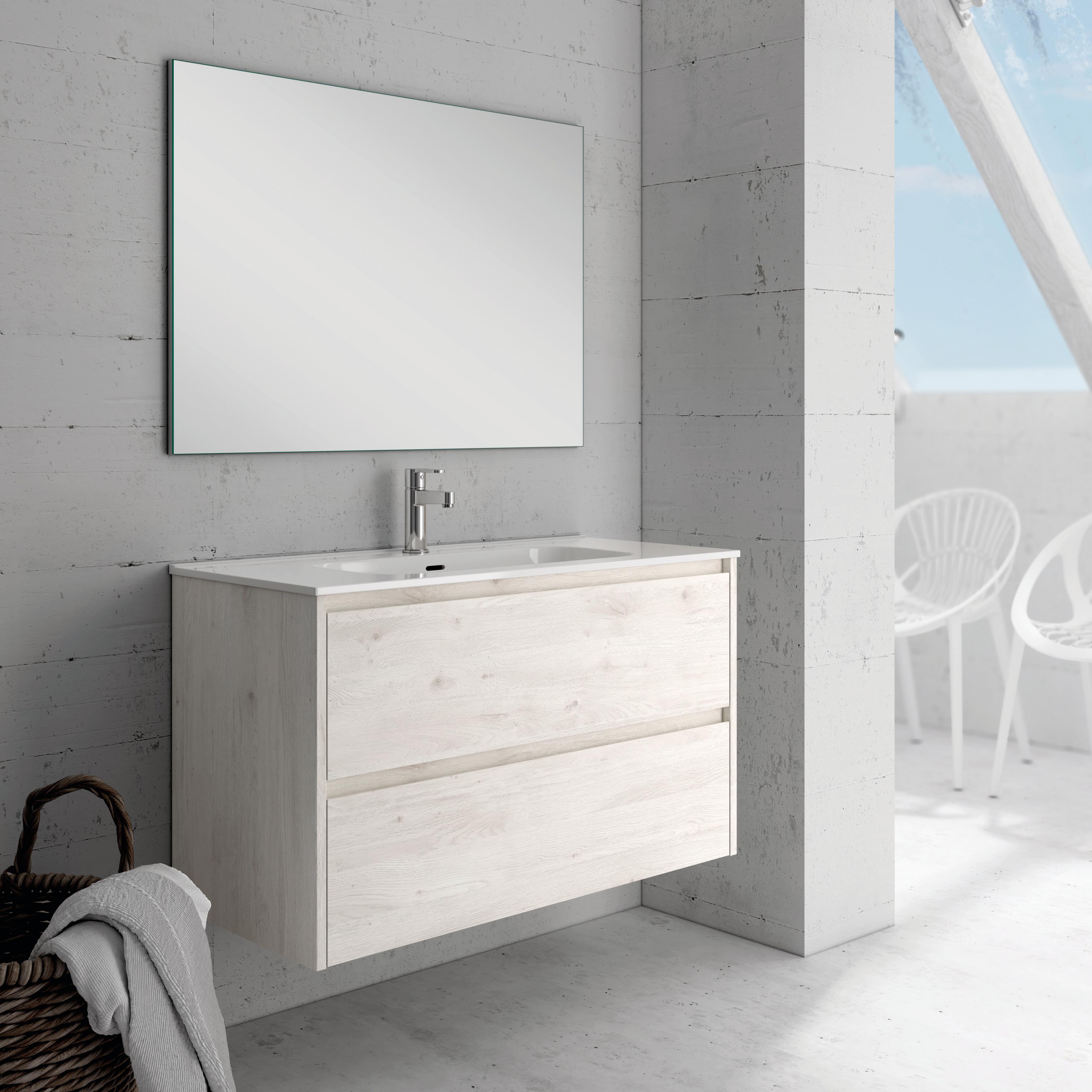 Mueble de baño con lavabo moon roble blanqueado 100x45 cm