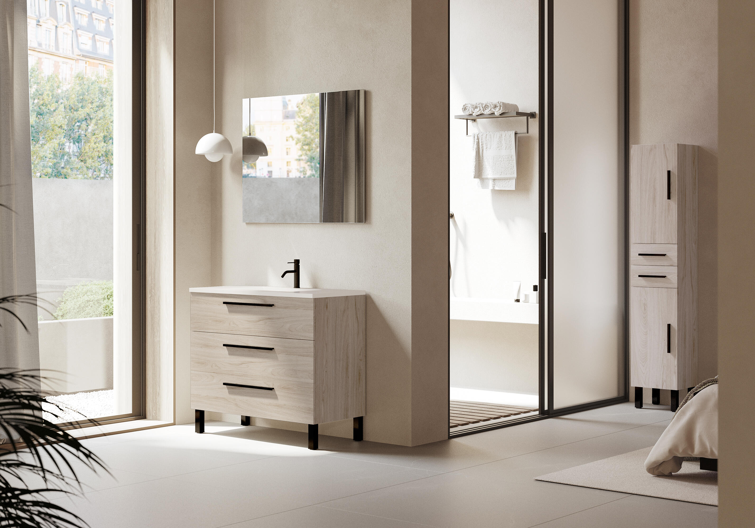 Mueble de baño Madrid marrón 100x45 cm (lavabo no incluido) - 4