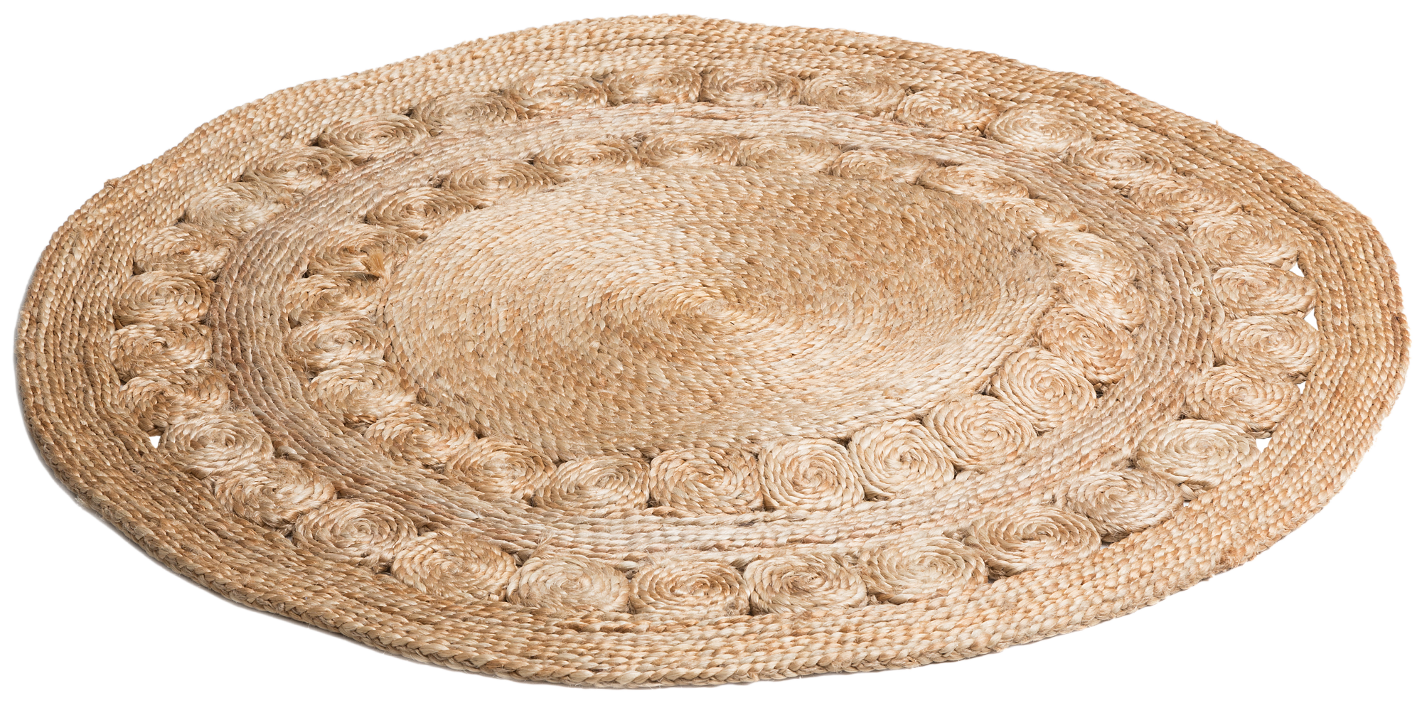 Alfombra yute tejido plano yute natural 3 marrón natural redonda 100x100cm