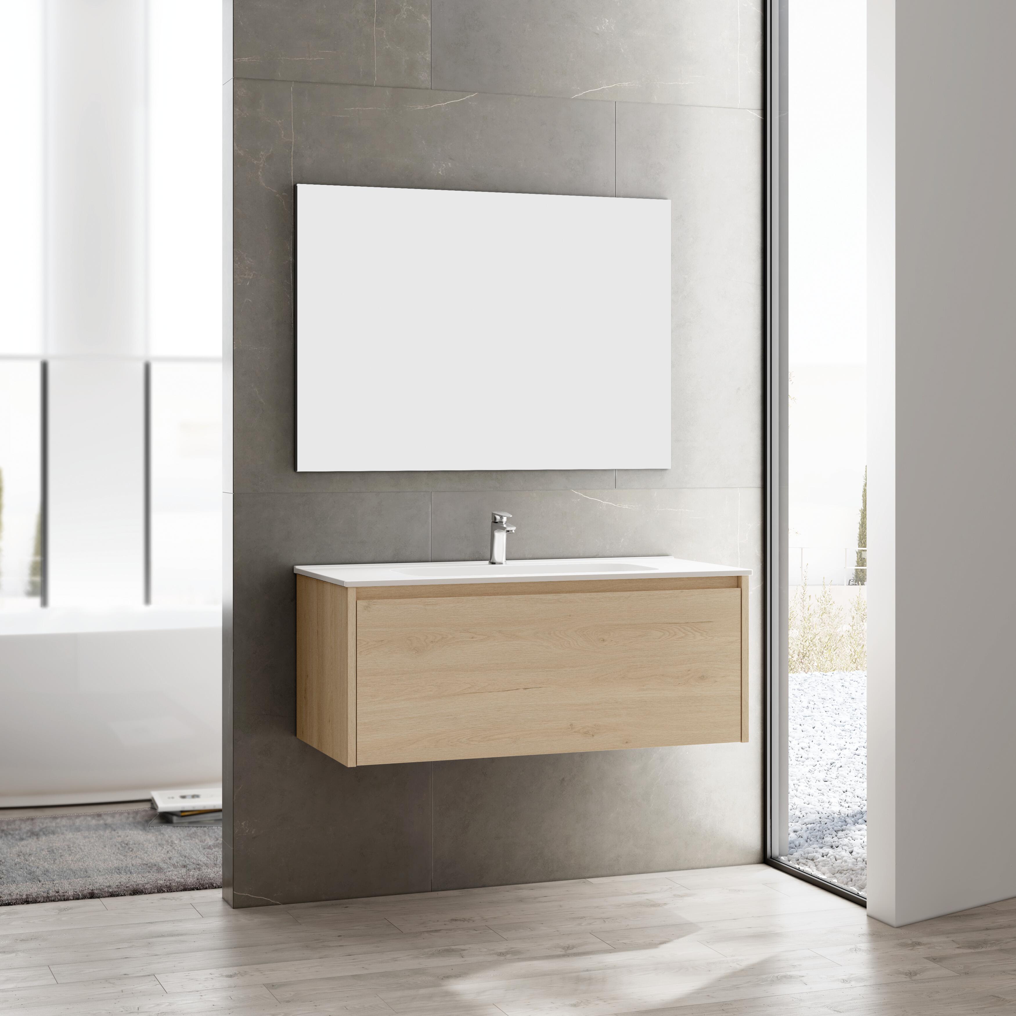 Mueble de baño con lavabo moon roble 100x45 cm