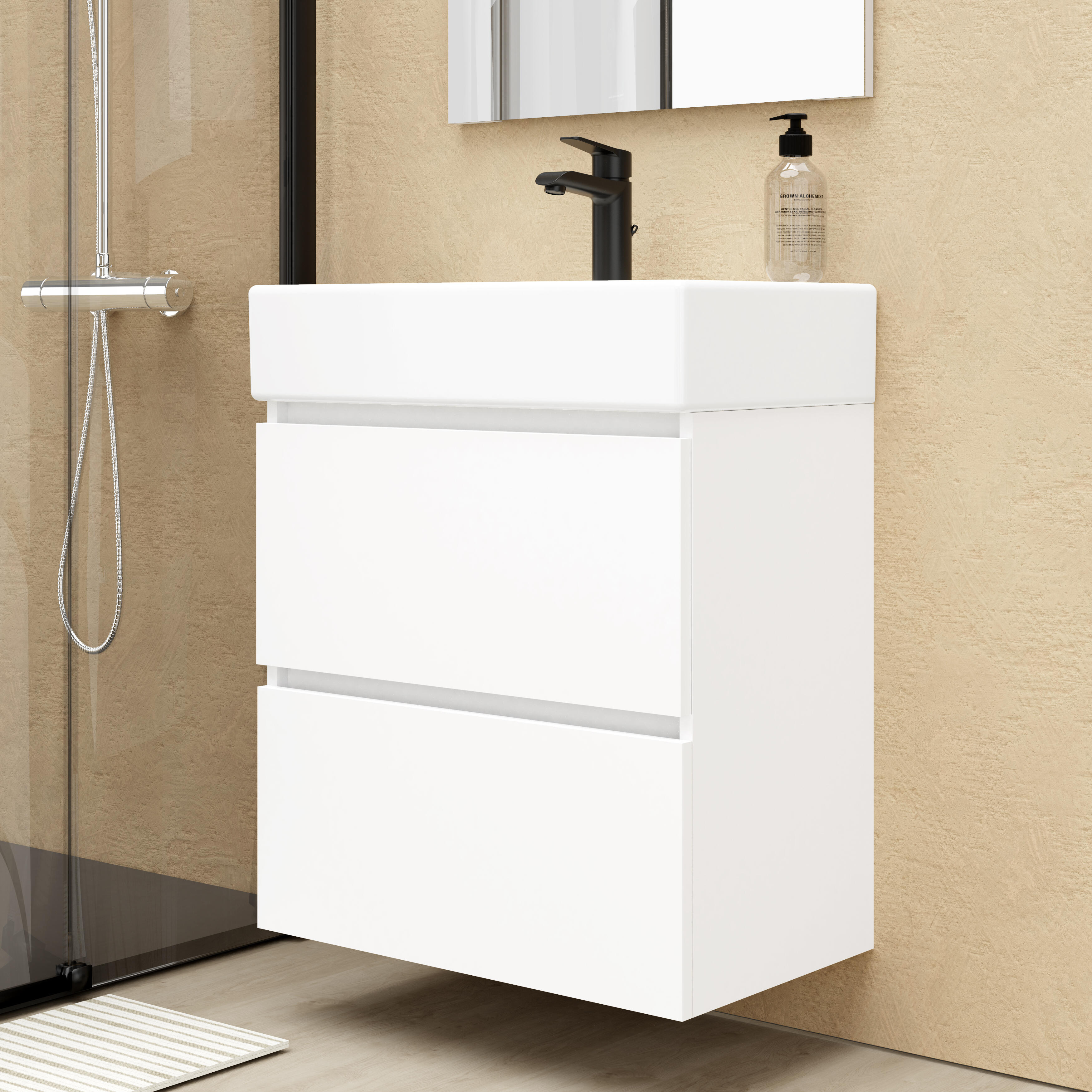 Móvel de casa de banho com lavatório 60x36x60 cm branco Espacio L - 3