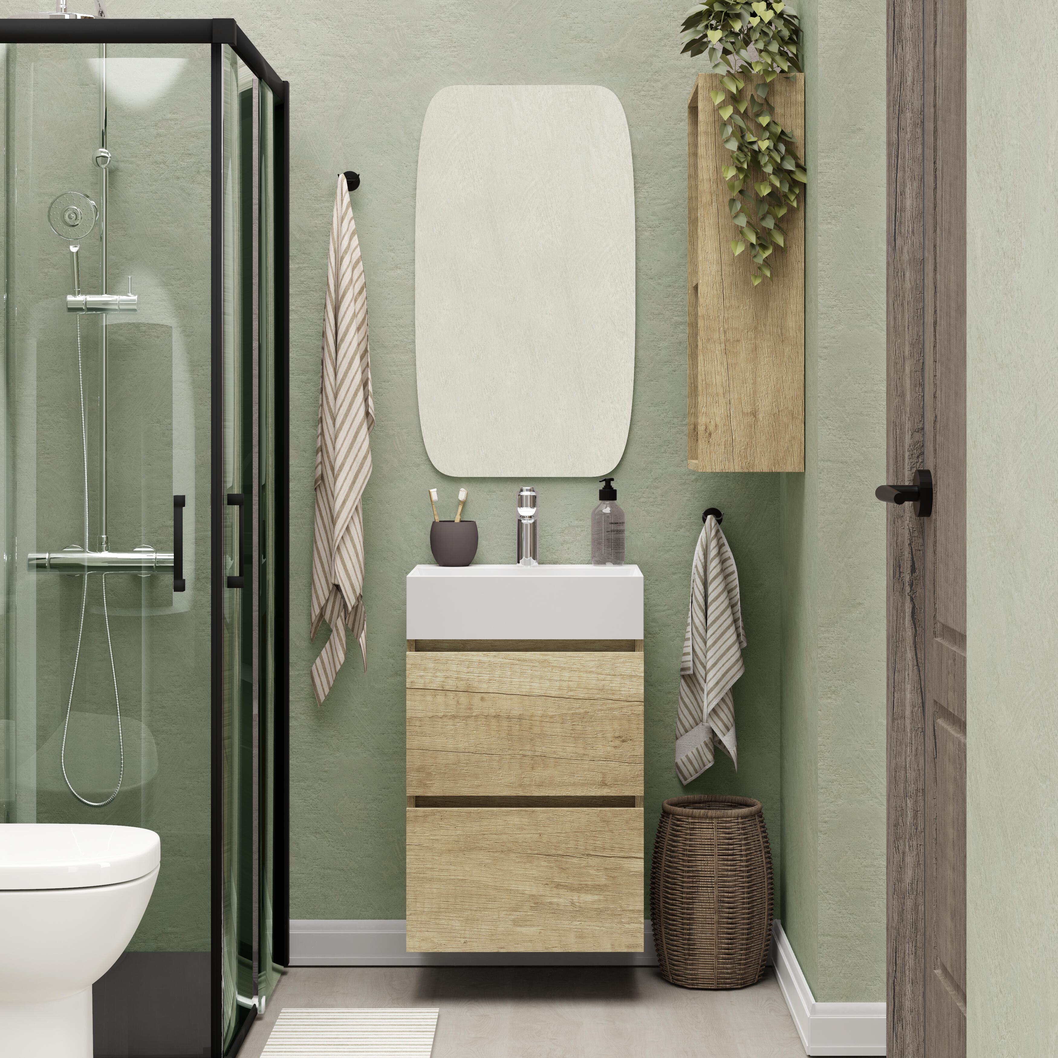 Móvel de casa de banho com lavatório 45x36x60 cm carvalho Espacio M - 8