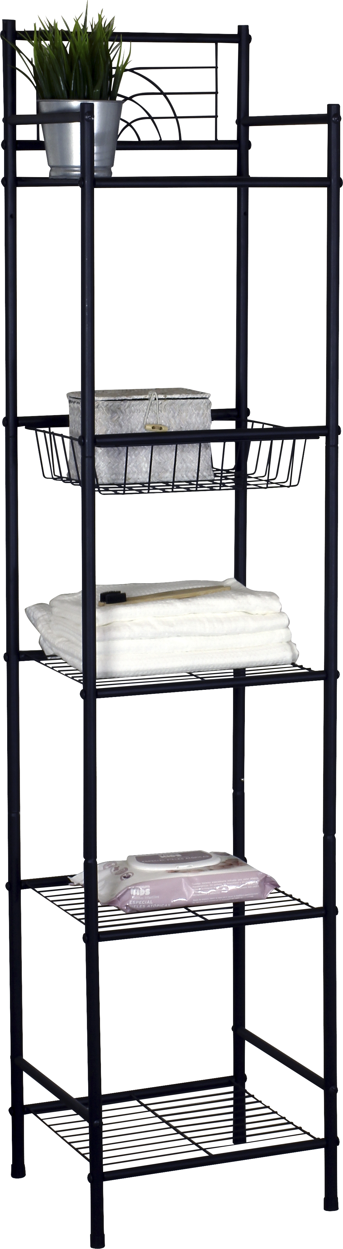 Estante para el baño de acero negro dinamic 34x30x150cm