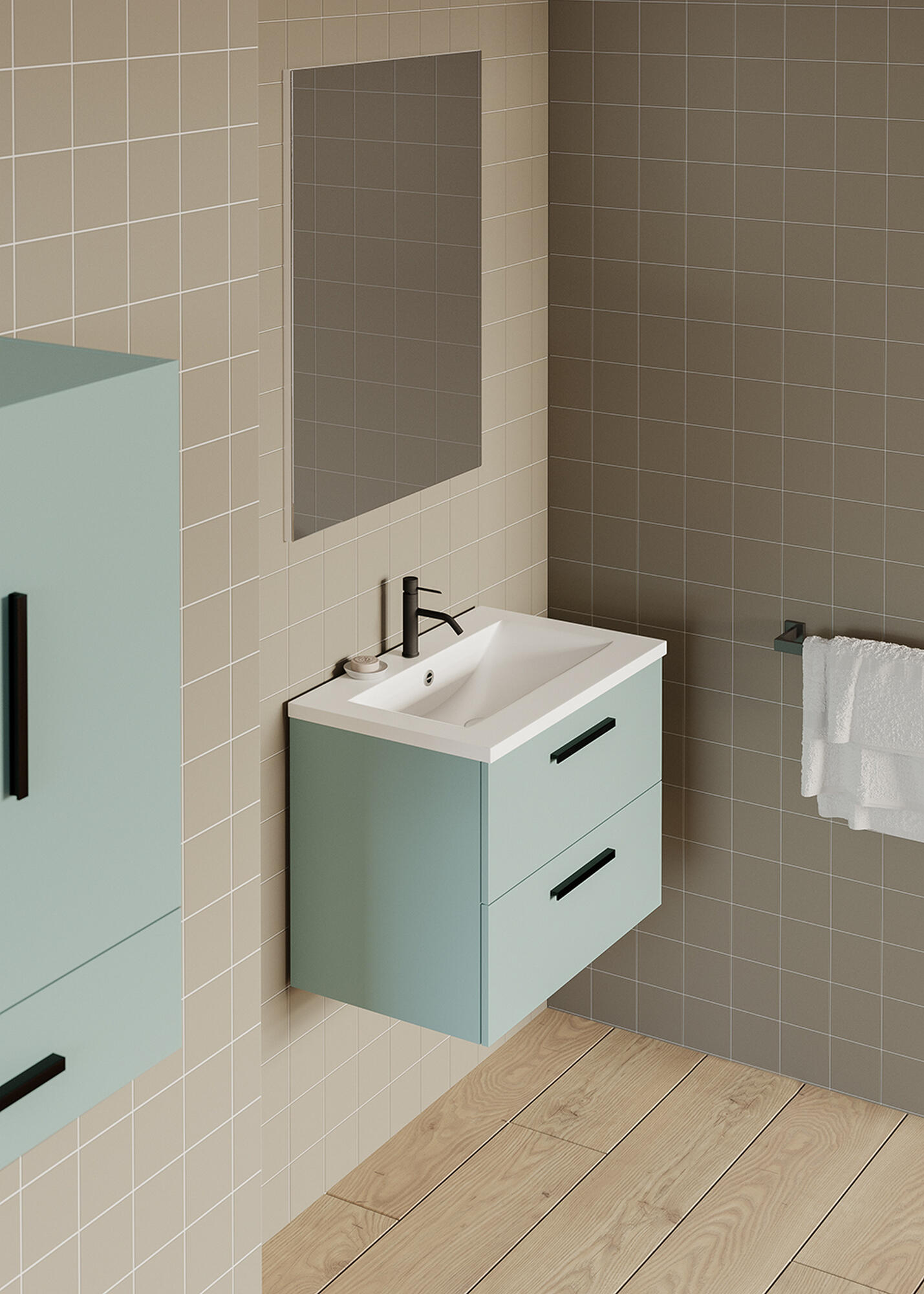 Mueble de baño Madrid verde 60x45 cm (lavabo no incluido) - 4
