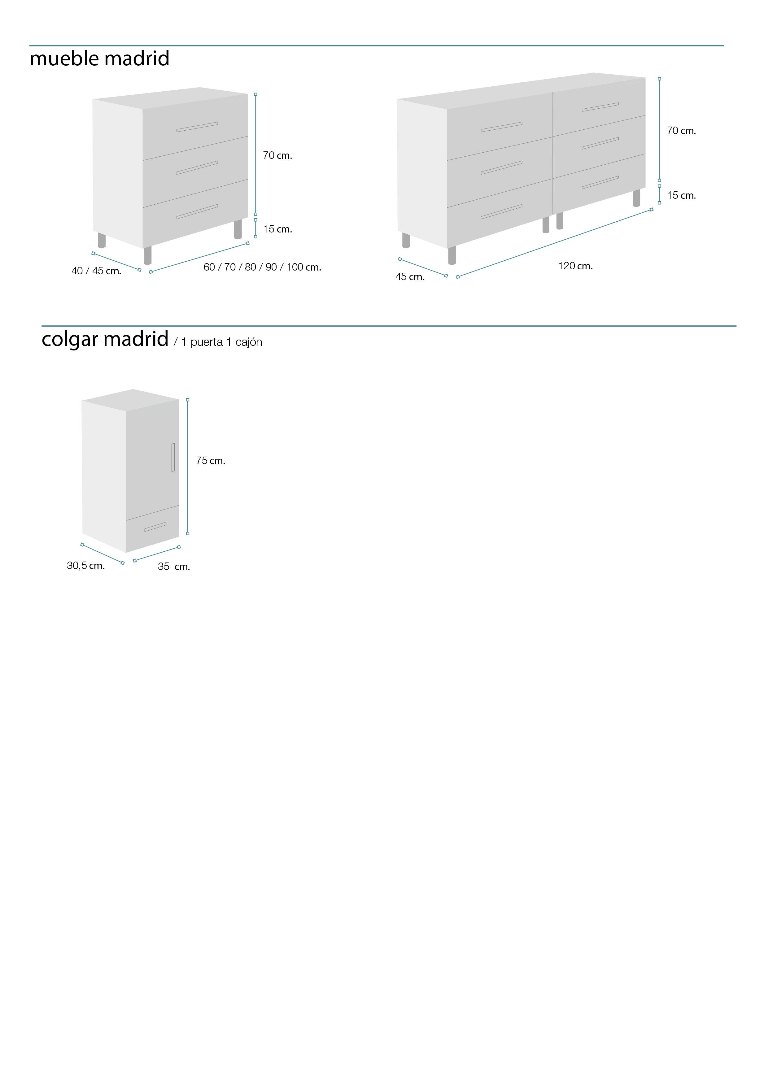 Mueble de baño Madrid marrón 80x45 cm (lavabo no incluido) - 6