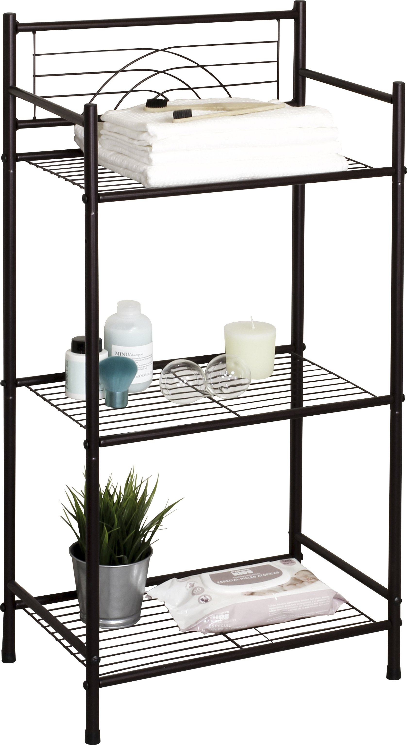Estante para el baño de acero negro Dinamic 45x28x91cm - 5