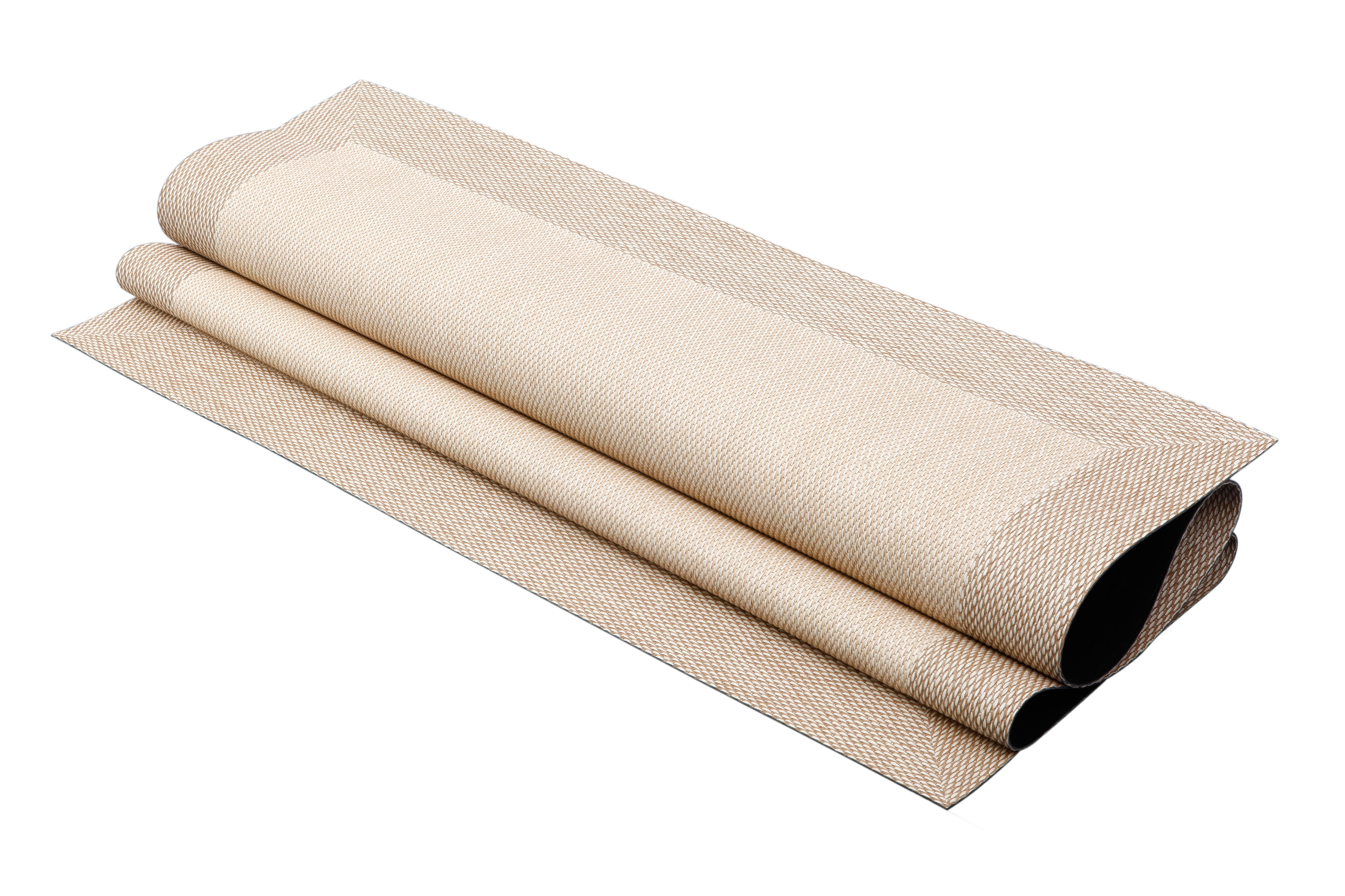 Alfombra exterior/interior pvc Teplon Cenefa 140x200cm tejido plano base antideslizante marco natural / beige - 4
