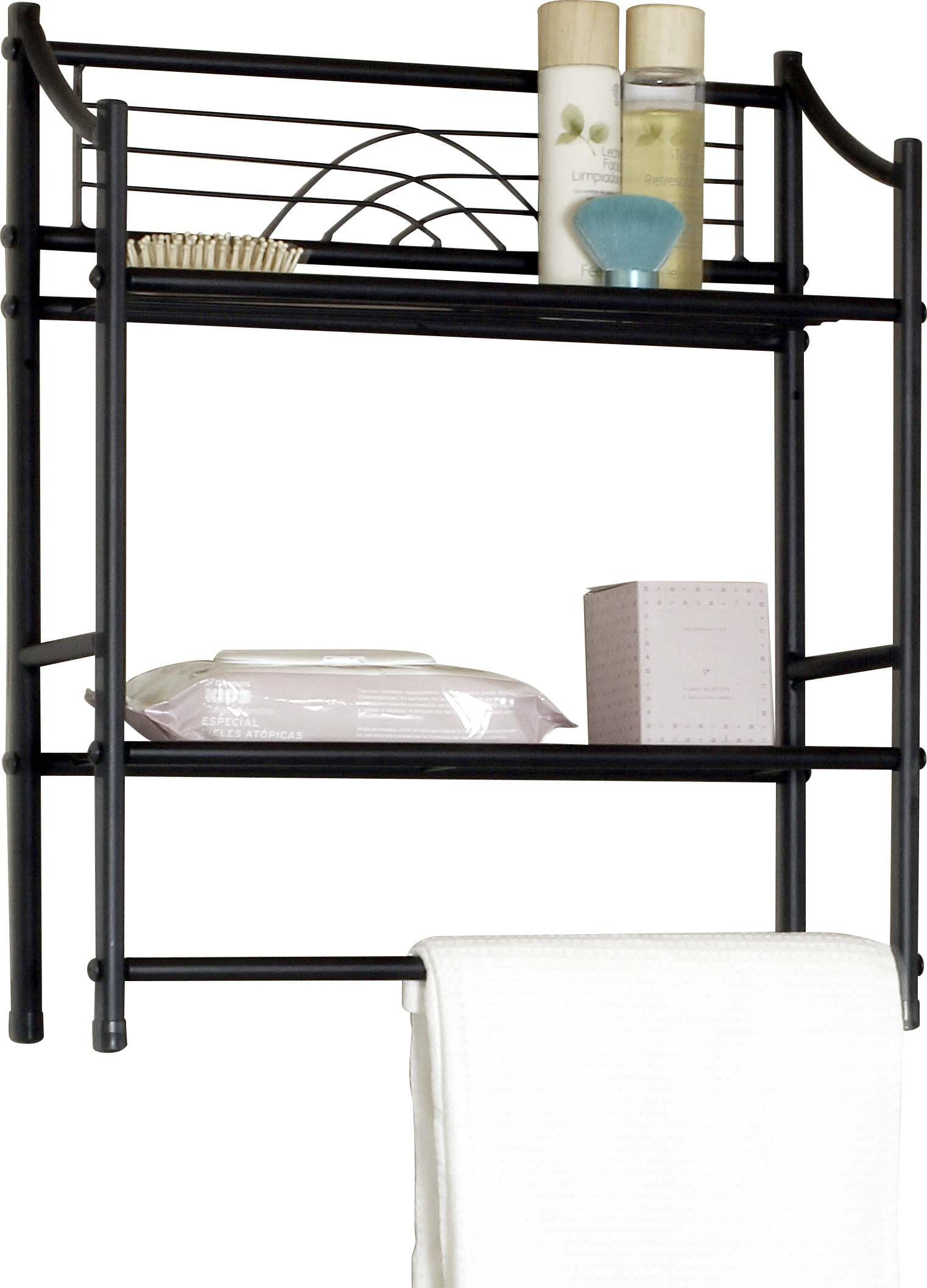 Estante para el baño de acero negro dinamic 47x17x55cm