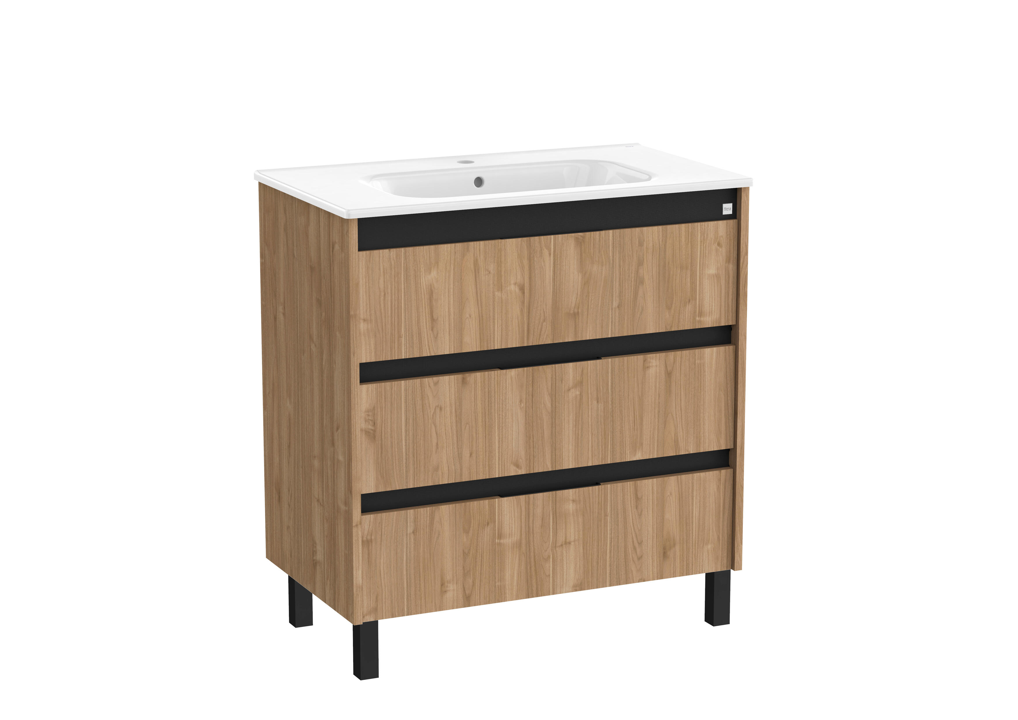 Mueble de baño con lavabo Alpine nogal 80x46 cm con 3 cajones - 2