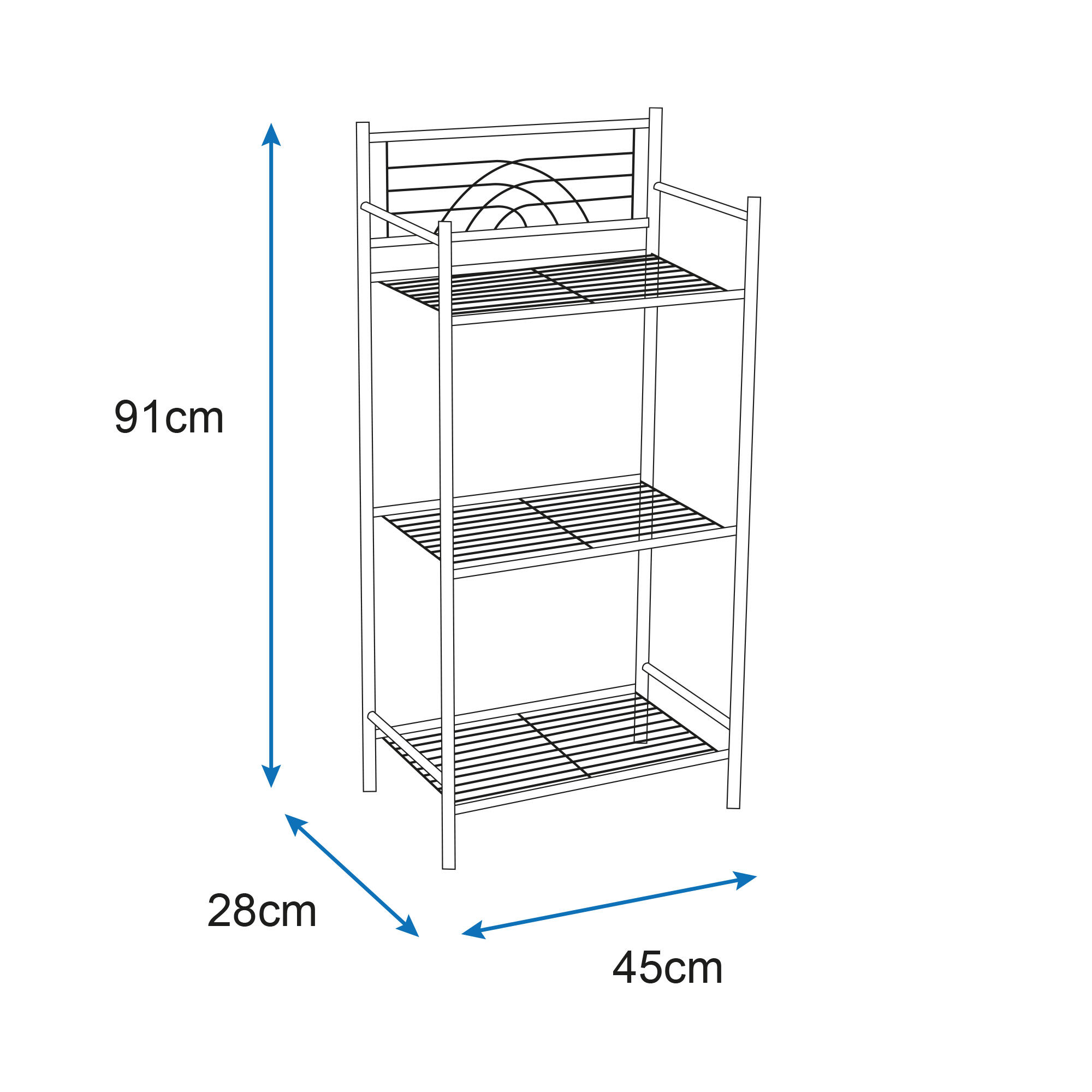 Estante para el baño de acero negro Dinamic 45x28x91cm - 3