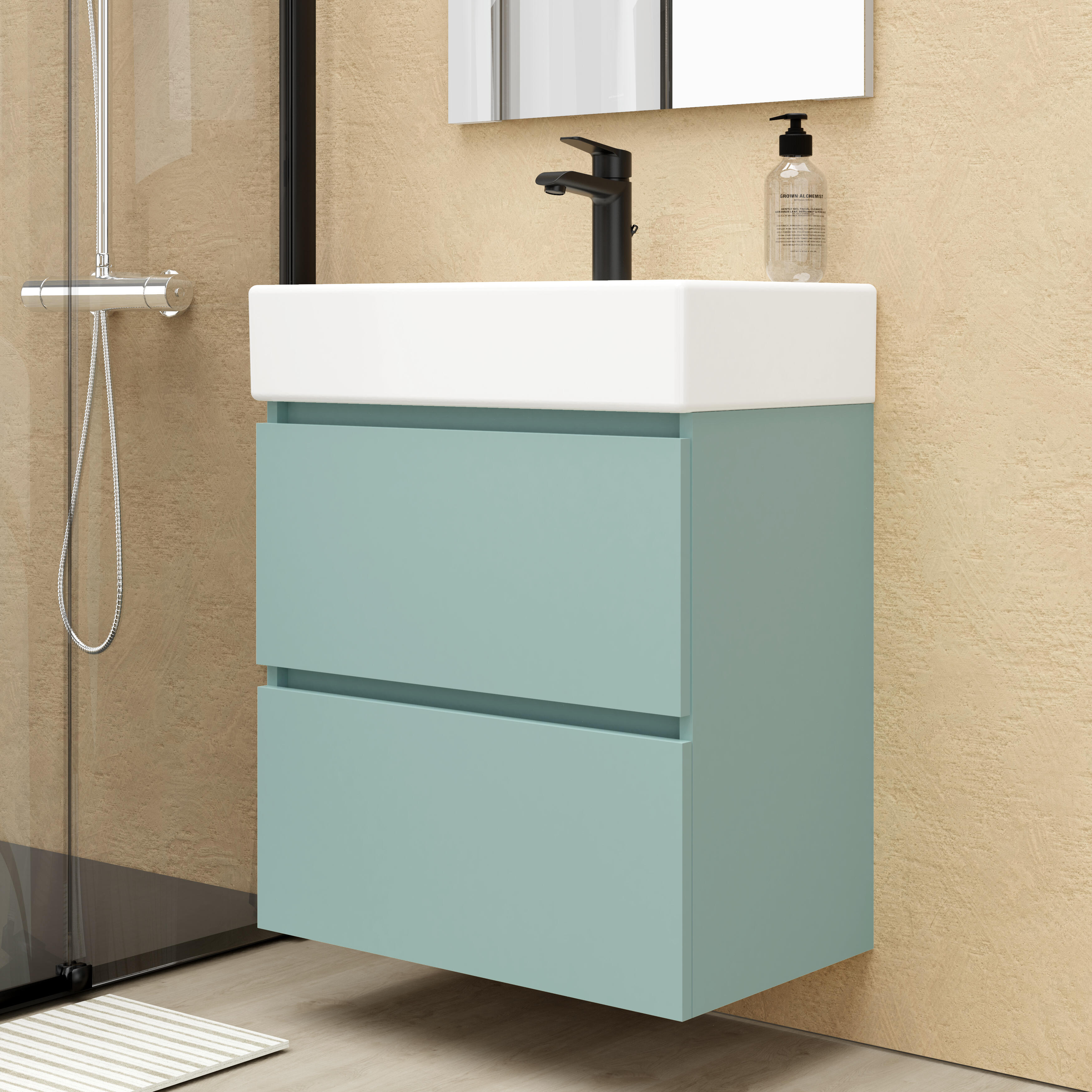 Mueble de baño con lavabo  Espacio L azul claro mate 60x35 cm - 9