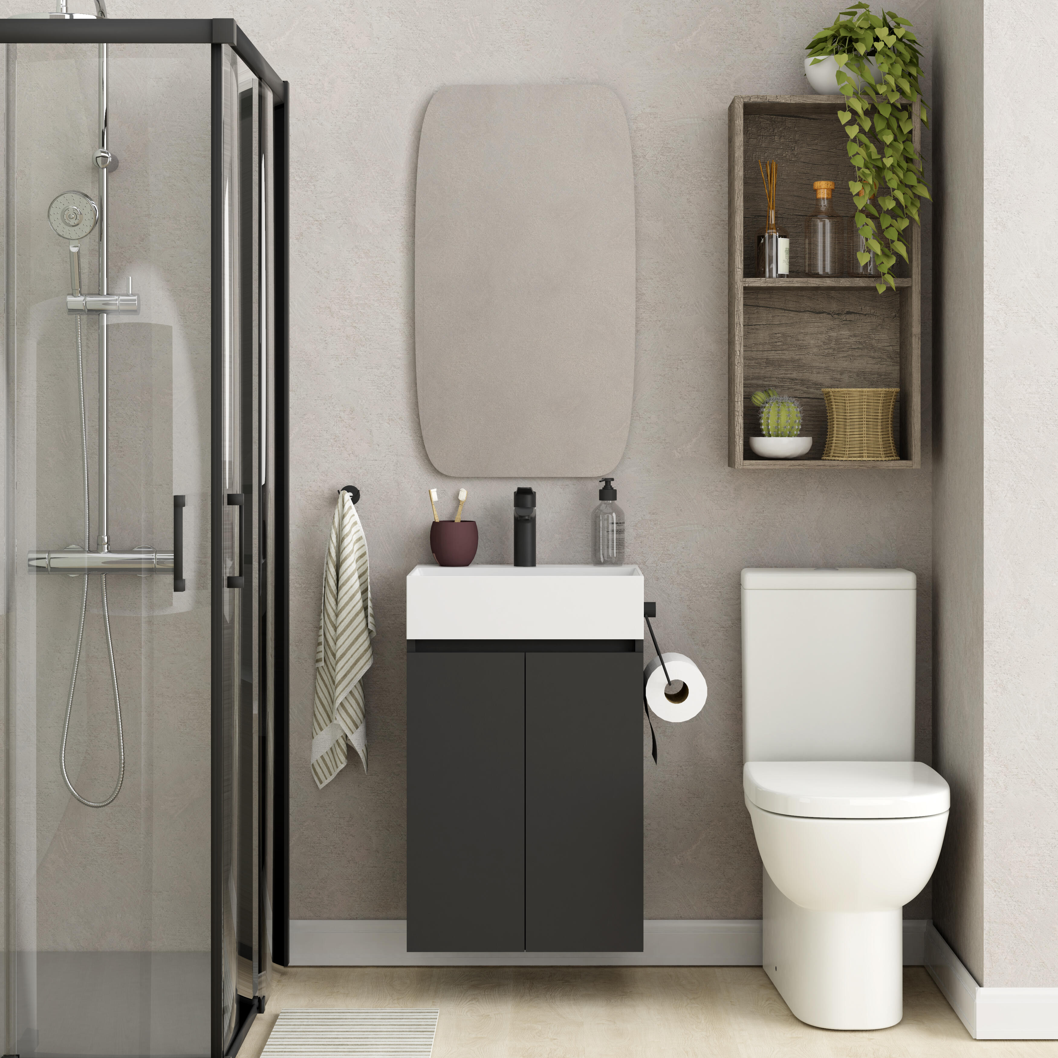 Mueble de baño con lavabo  Espacio M negro mate 45x35 cm - 6