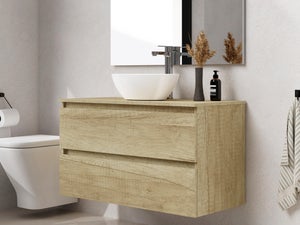 Pack Muebles Baño Plutón Diseño Moderno (mueble Baño+espejo+columna+lavabo  Cerámica) con Ofertas en Carrefour