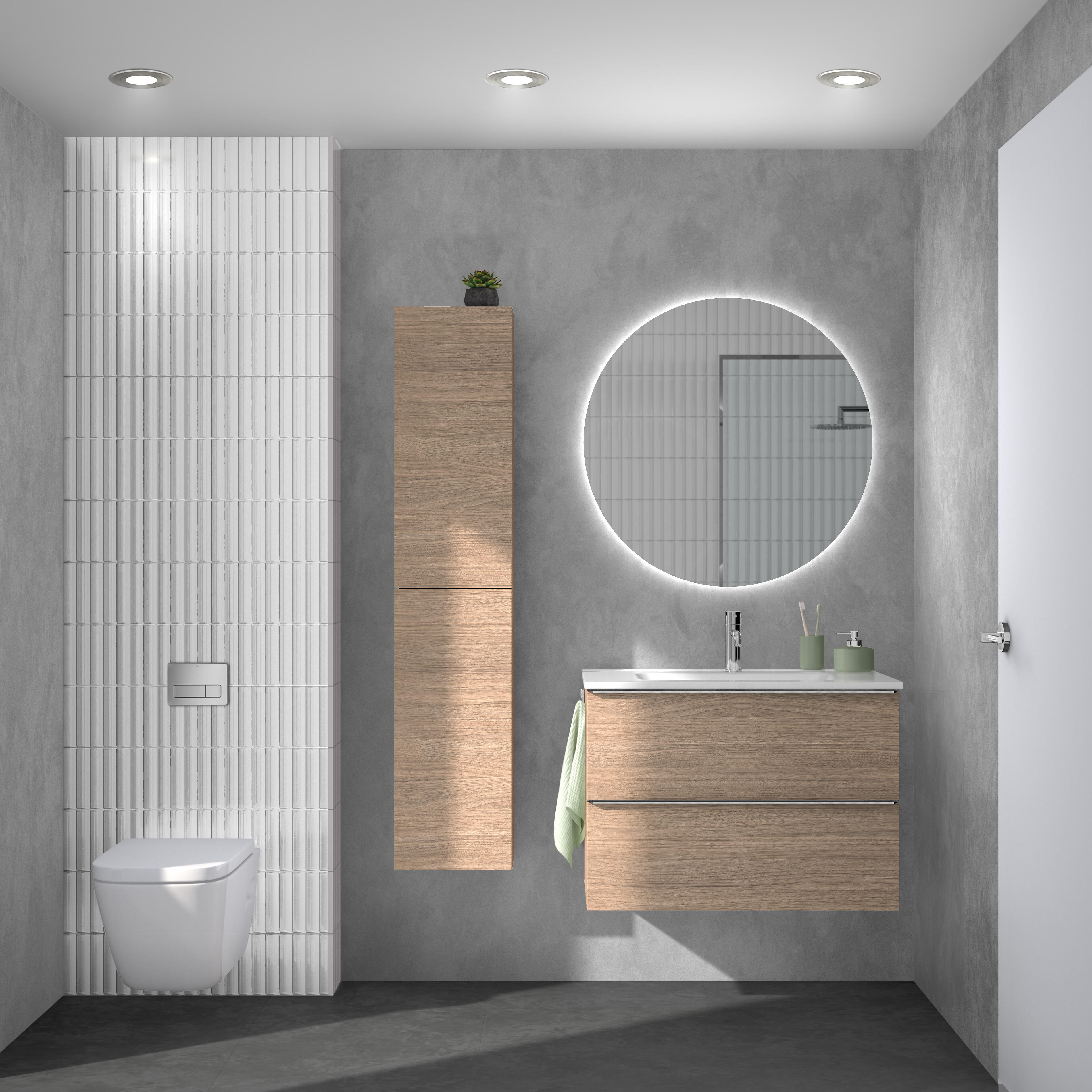 Mueble de baño con lavabo komplett nogal 80x45 cm