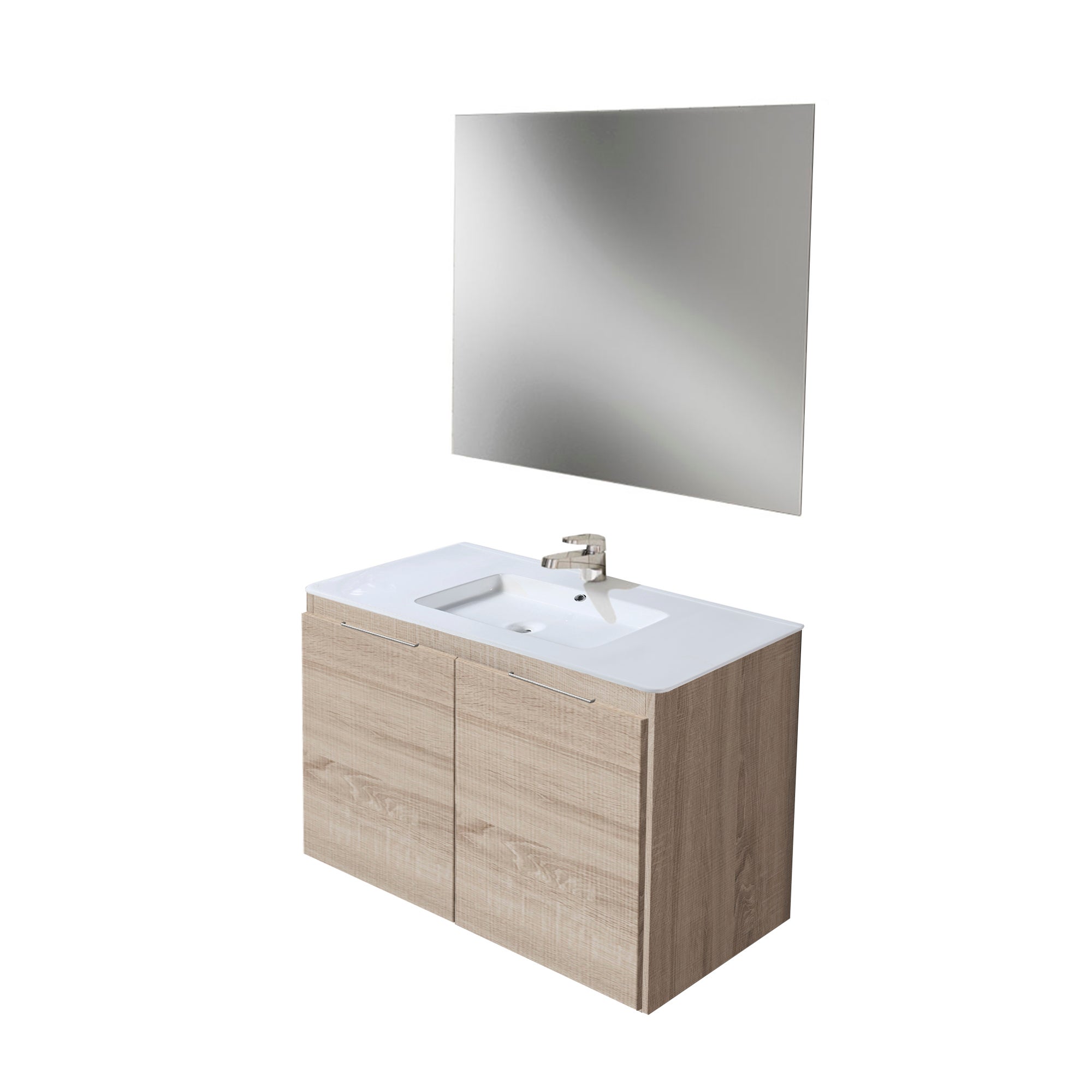 Mueble de baño con lavabo y espejo Prima  roble claro 79.6x45.5 cm - 4