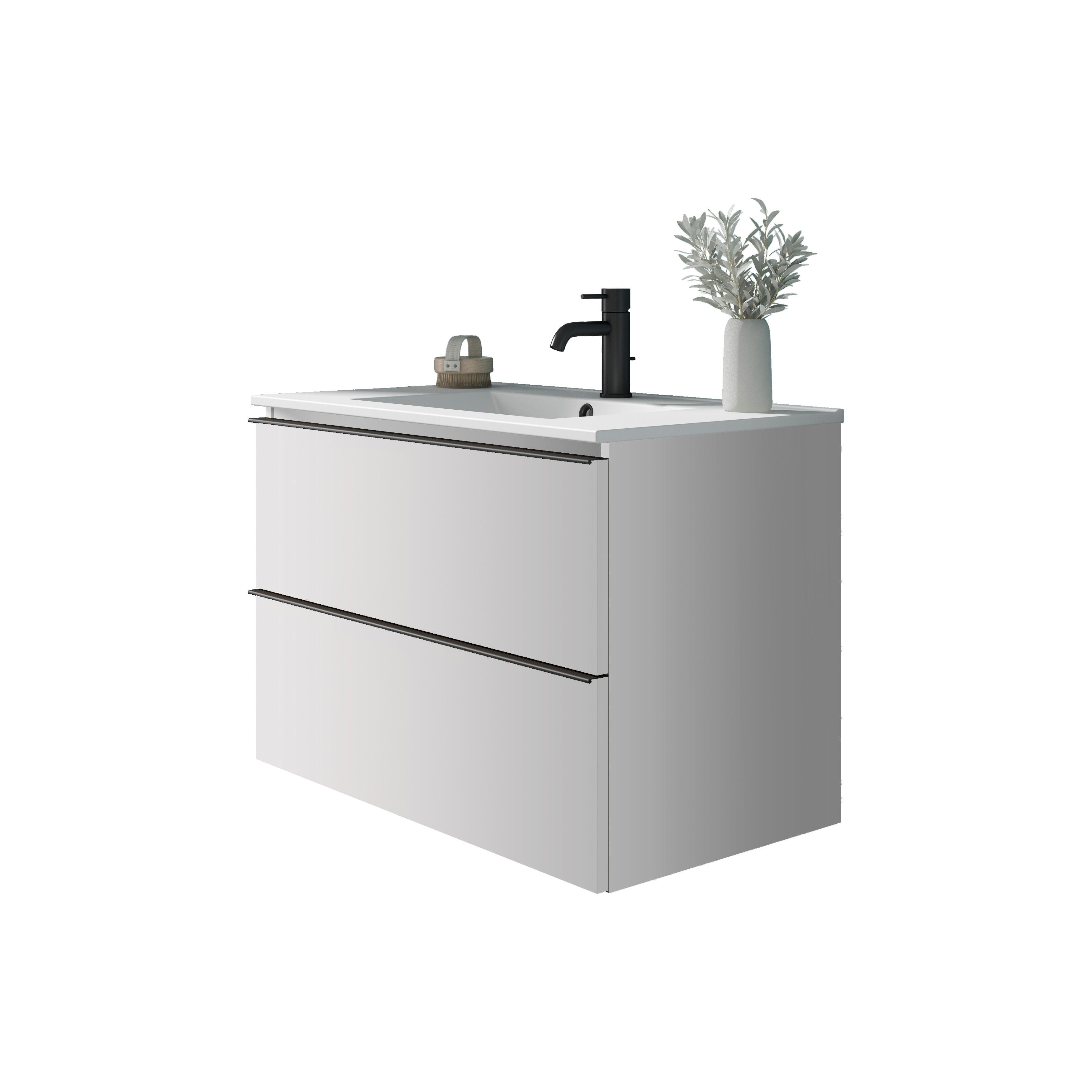 Mueble de baño con lavabo  Bora blanco mate 80x45 cm - 2