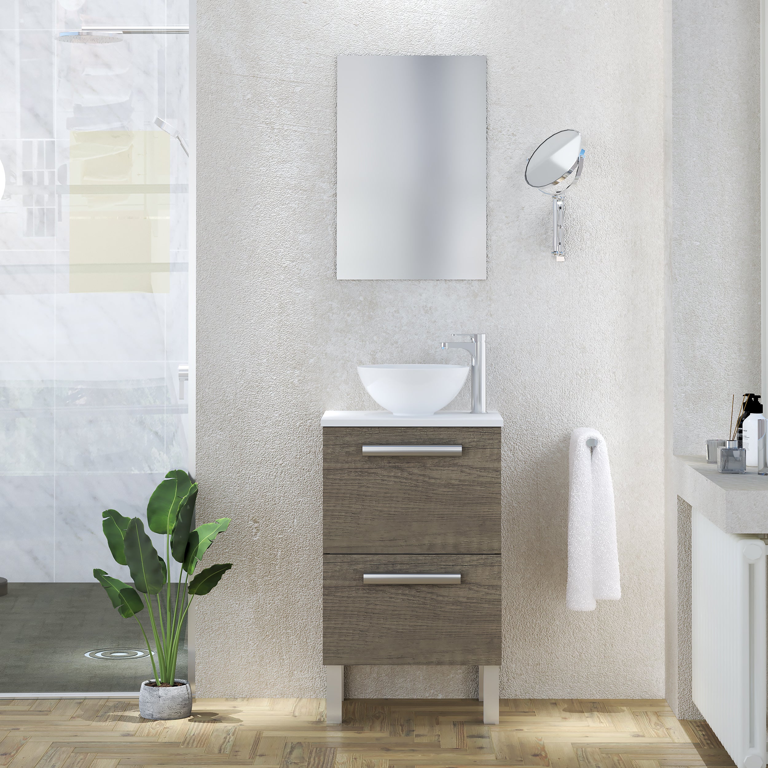Mueble de baño con lavabo y espejo lily roble oscuro 45x35 cm