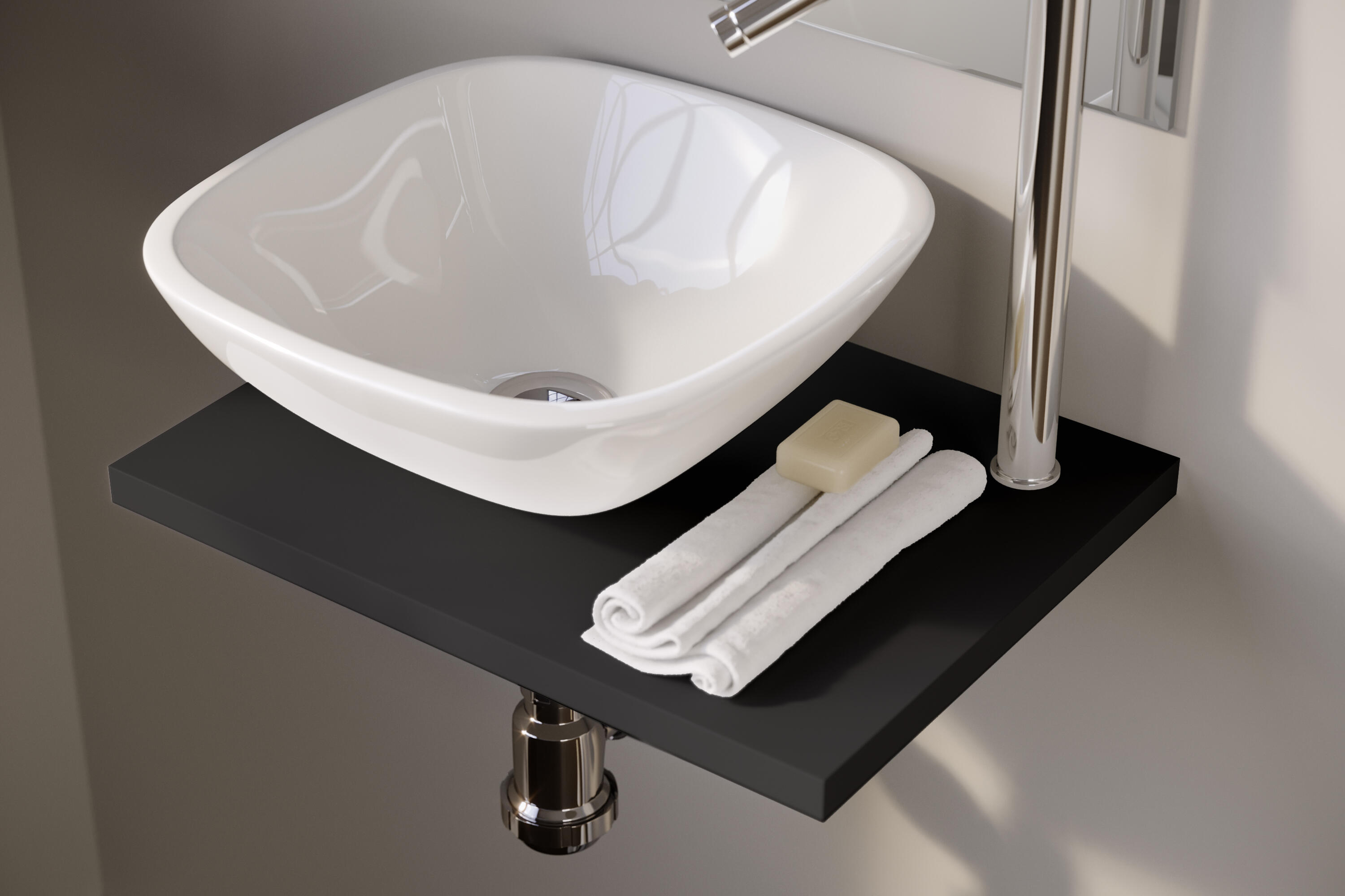 Set de encimera de lavabo Ministone 40x30 cm negro - 3