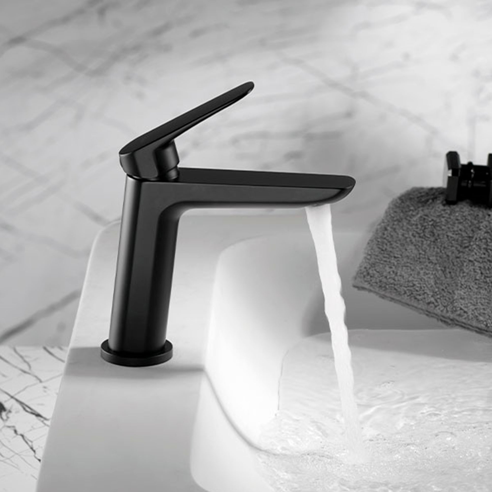 Grifo de lavabo ARMOBANY AMBERES bimando negro mate. Acero inoxidable - 2