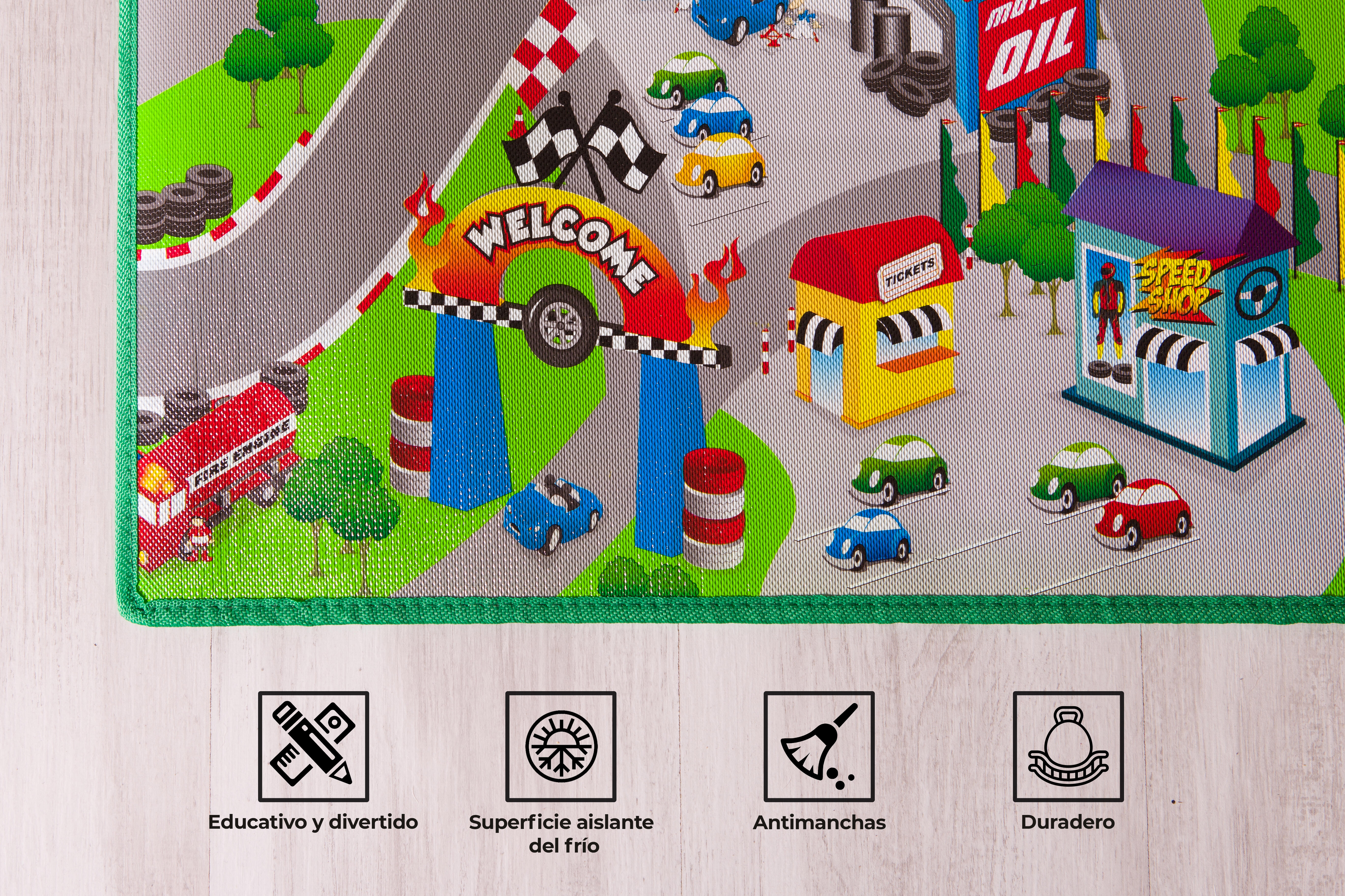 Alfombra exterior/interior eva tejido plano base antideslizante circuito multicolor 120x200cm