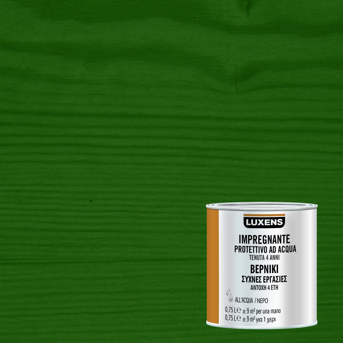 Impregnante per legno da esterno a base acqua LUXENS verde 0.75 lt, 4 anni di protezione. - 3