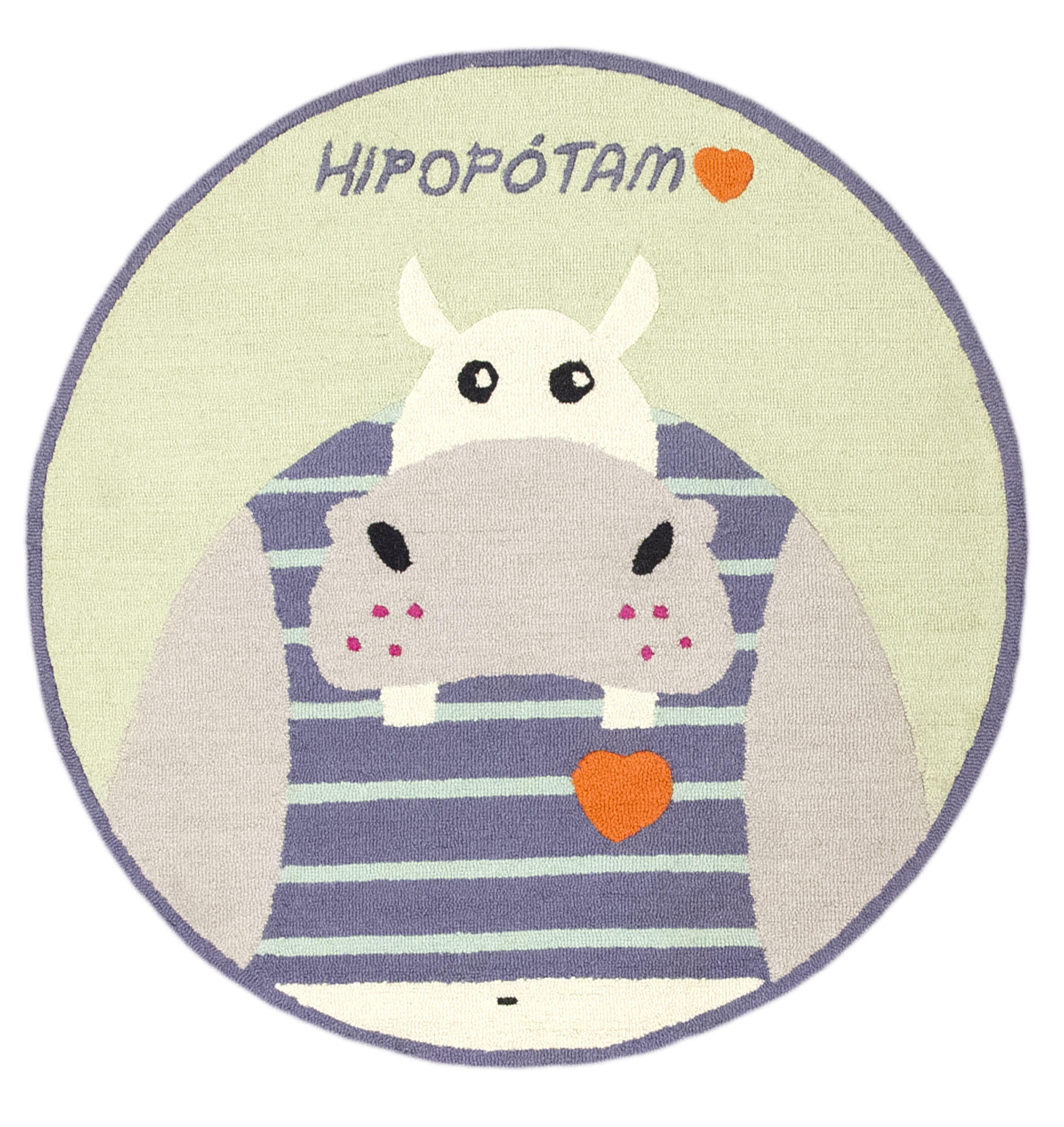 Alfombra infantil lana hipo verde 150 cm