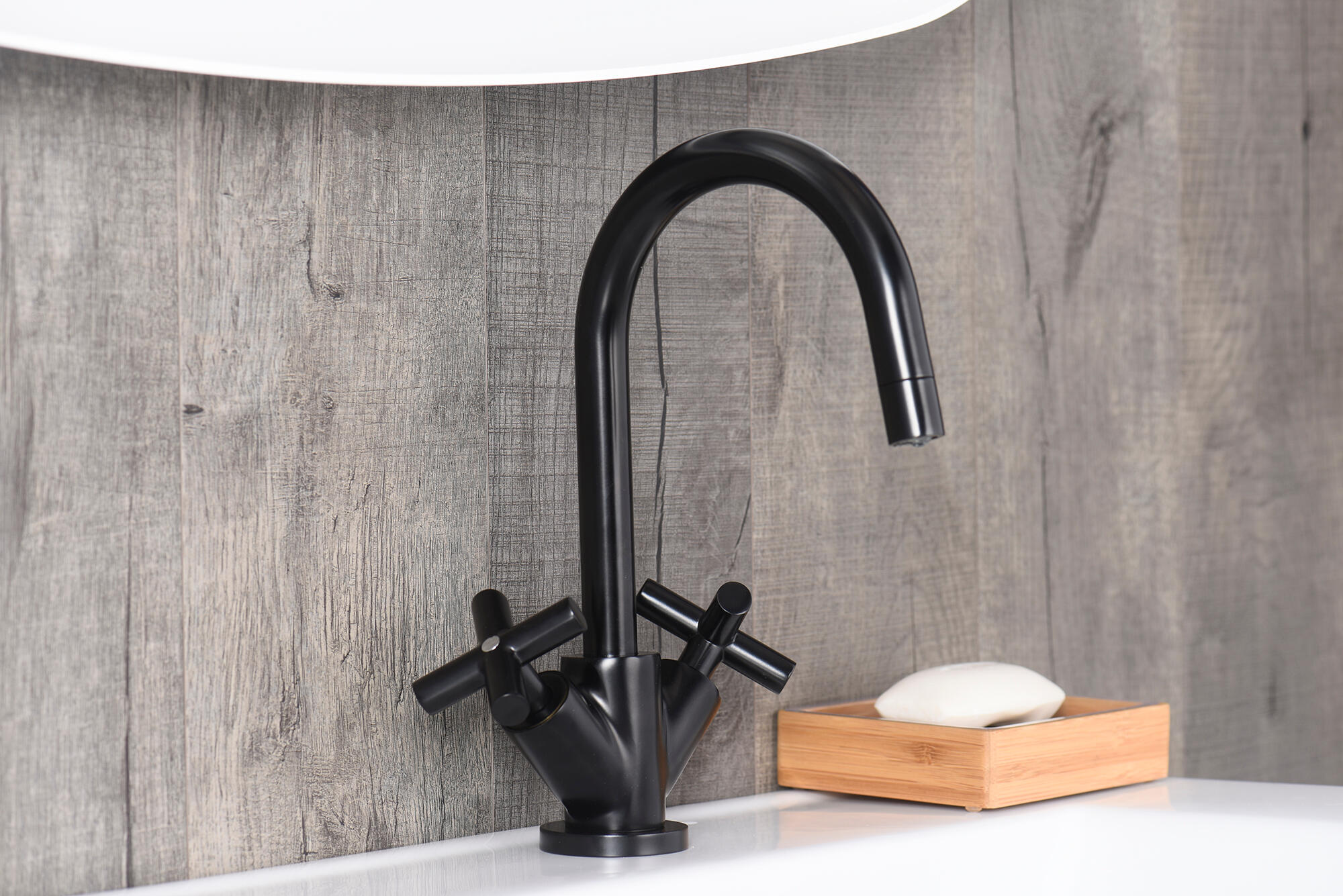 Torneira para lavatório cano alto bicomando preto mate Sensea Nosu - 16