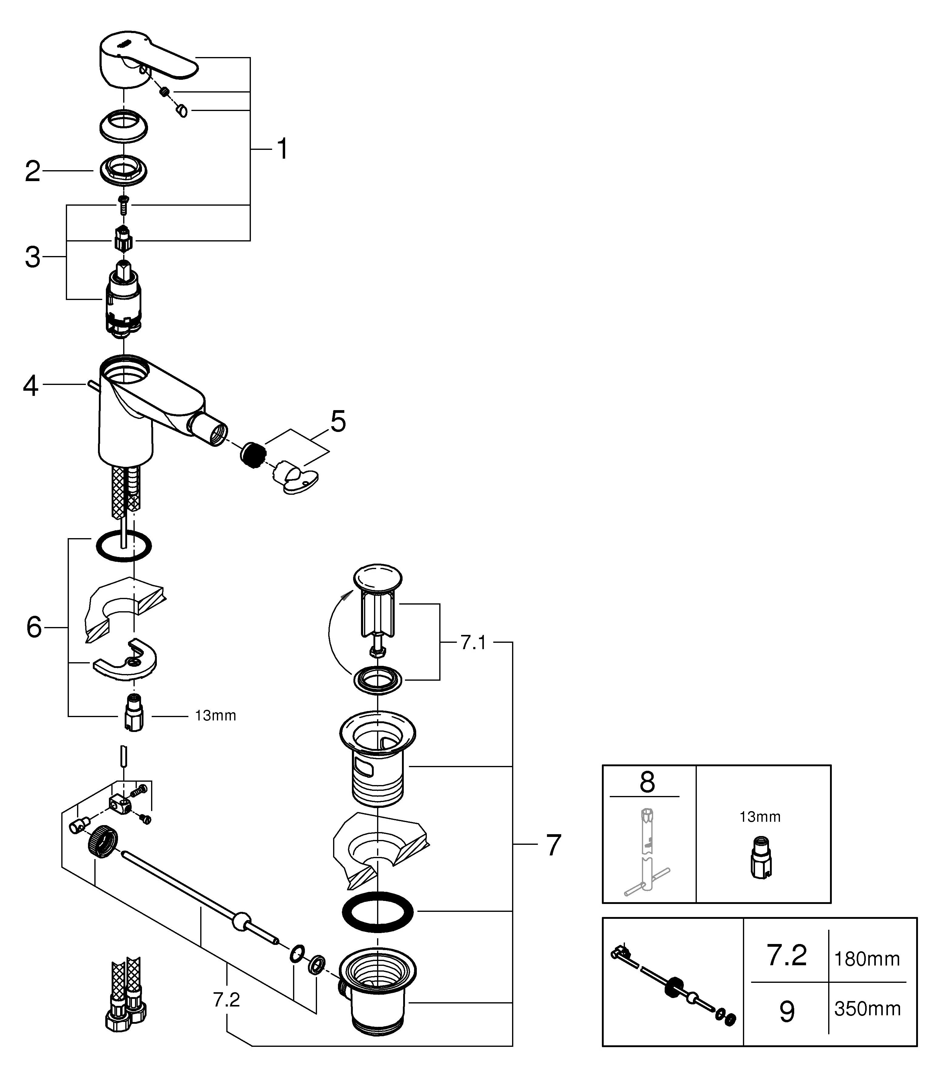 Grifo monomando de bidé GROHE Start Clova cromo brillo. Latón - 3