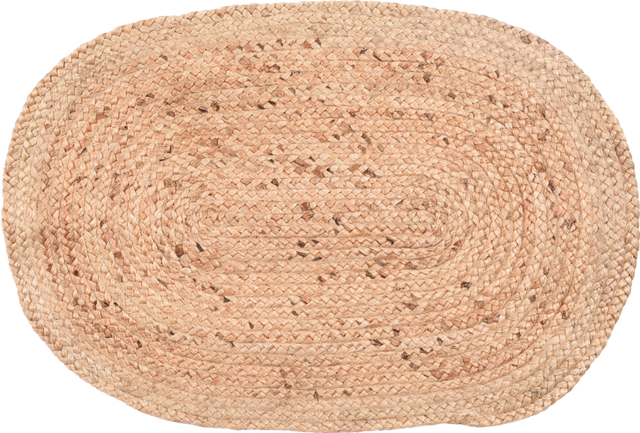 Alfombra pie de cama yute Menorca ovalada 60x90cm tejido plano  liso beige ovalada