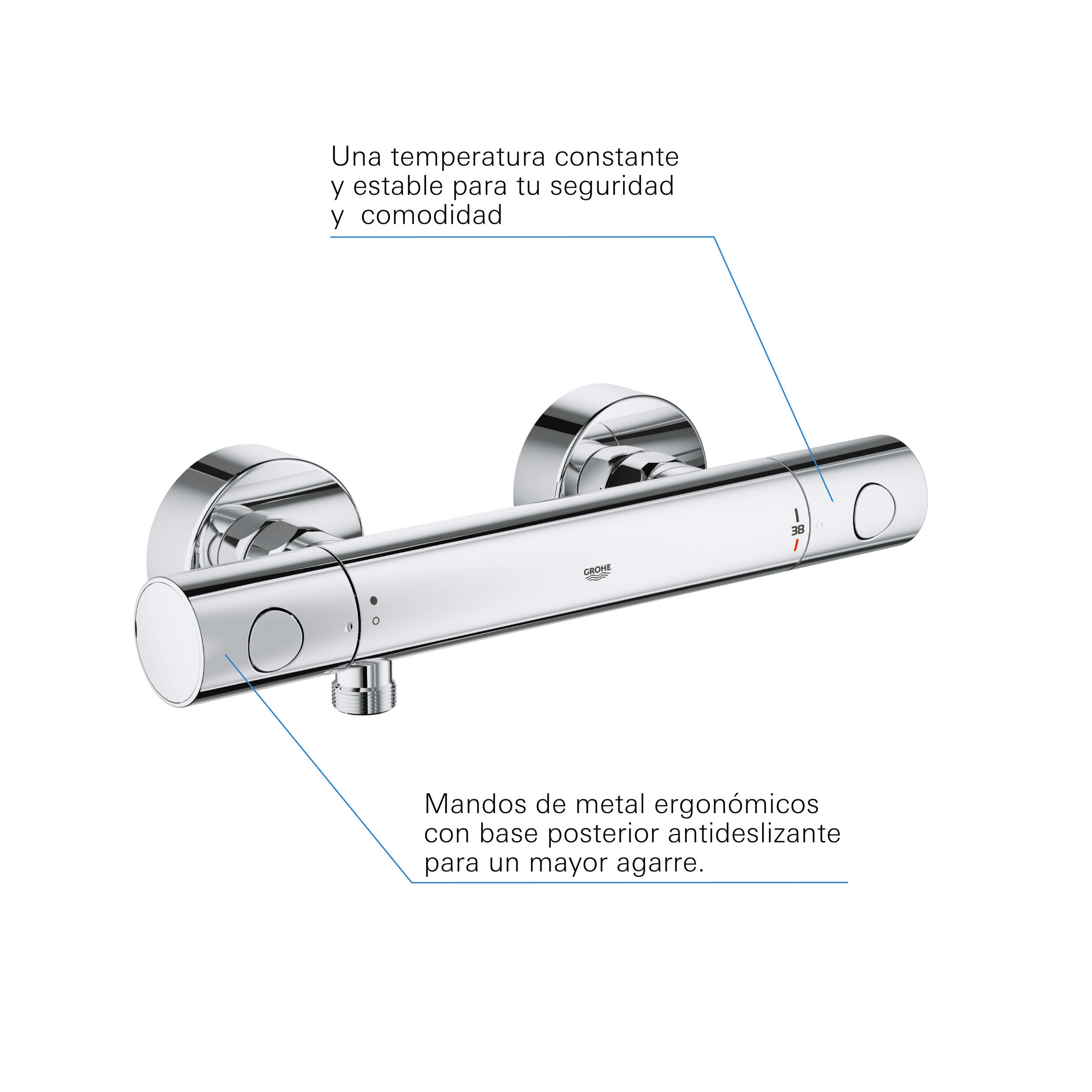 Grifo de ducha termostático empotrado GROHE Precision gris brillo Antical Latón - 6