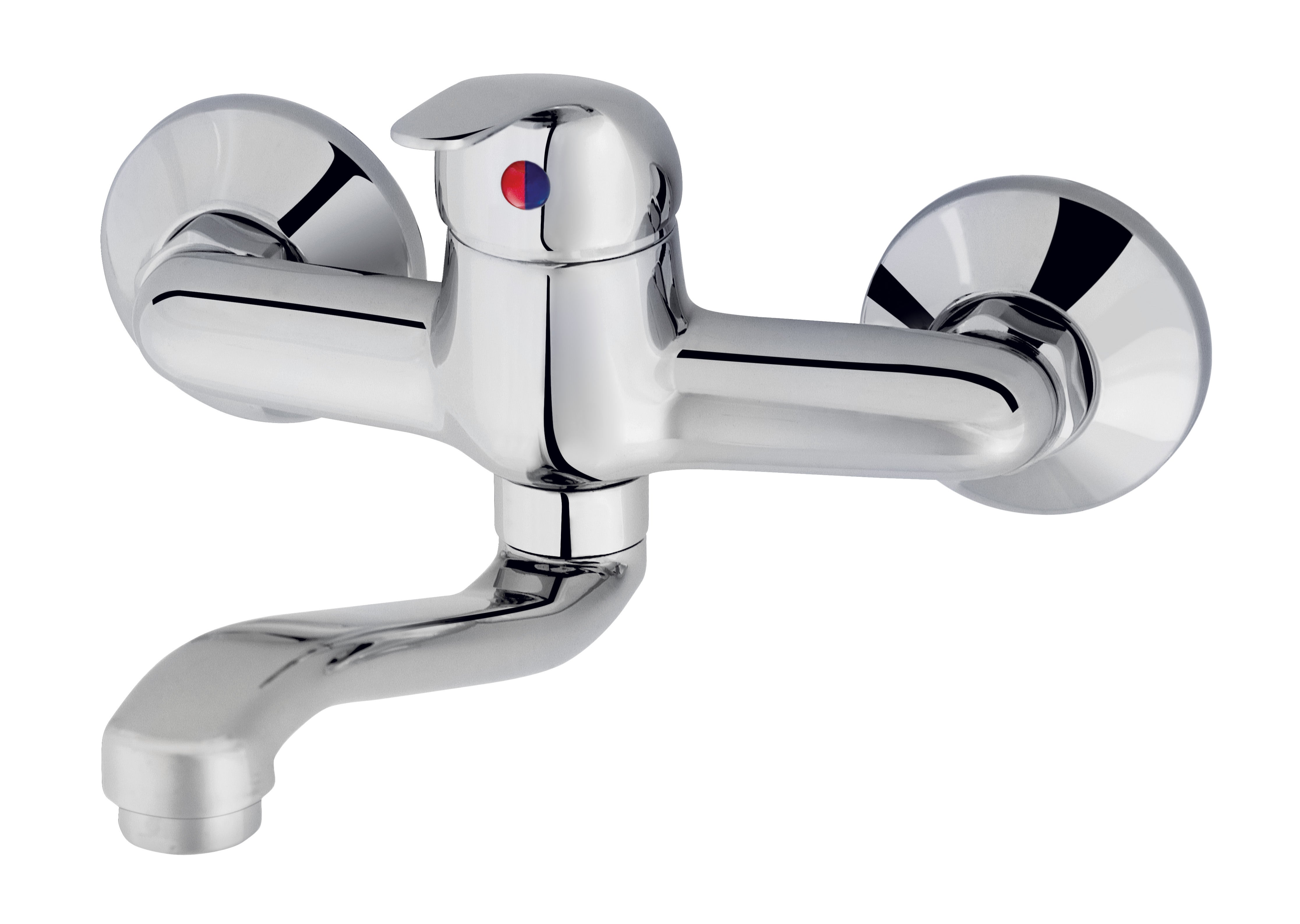 Grifo de cocina monomando pared horizontal marco mammoliti sole acero brillo