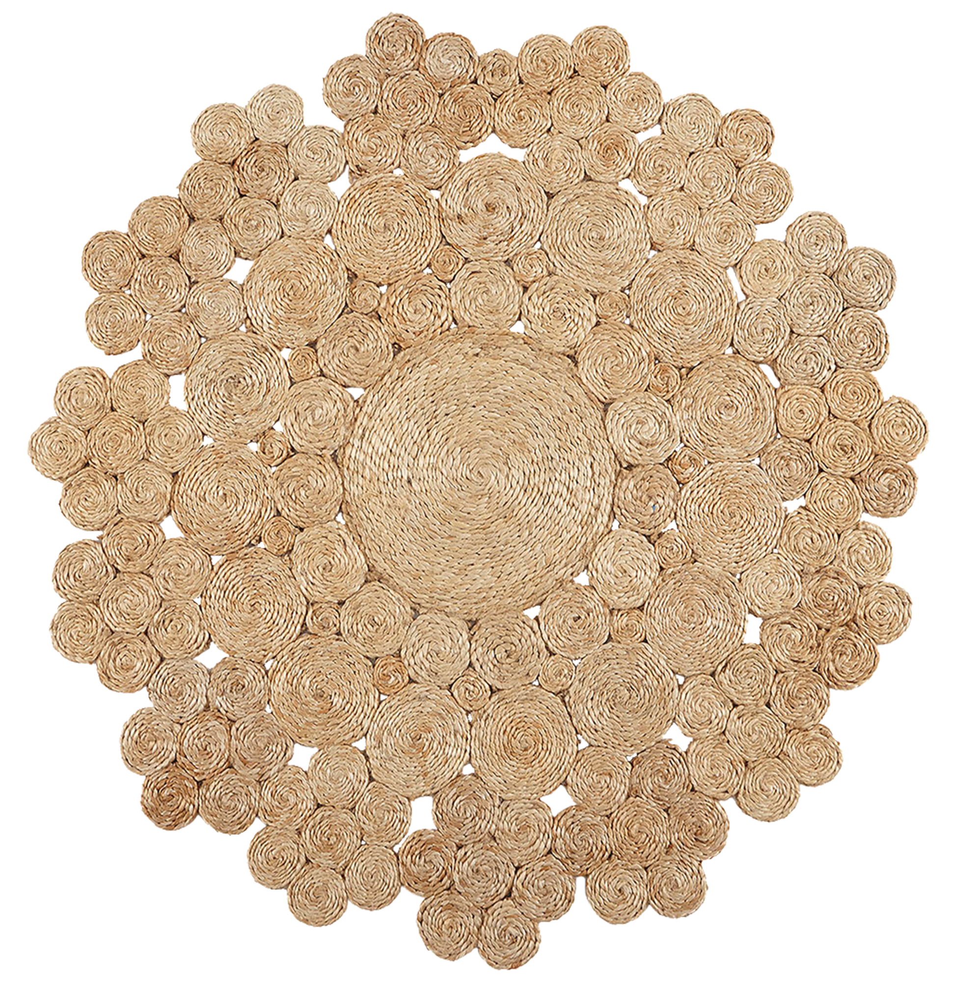 Alfombra yute 2 marrón natural redonda 150x150cm