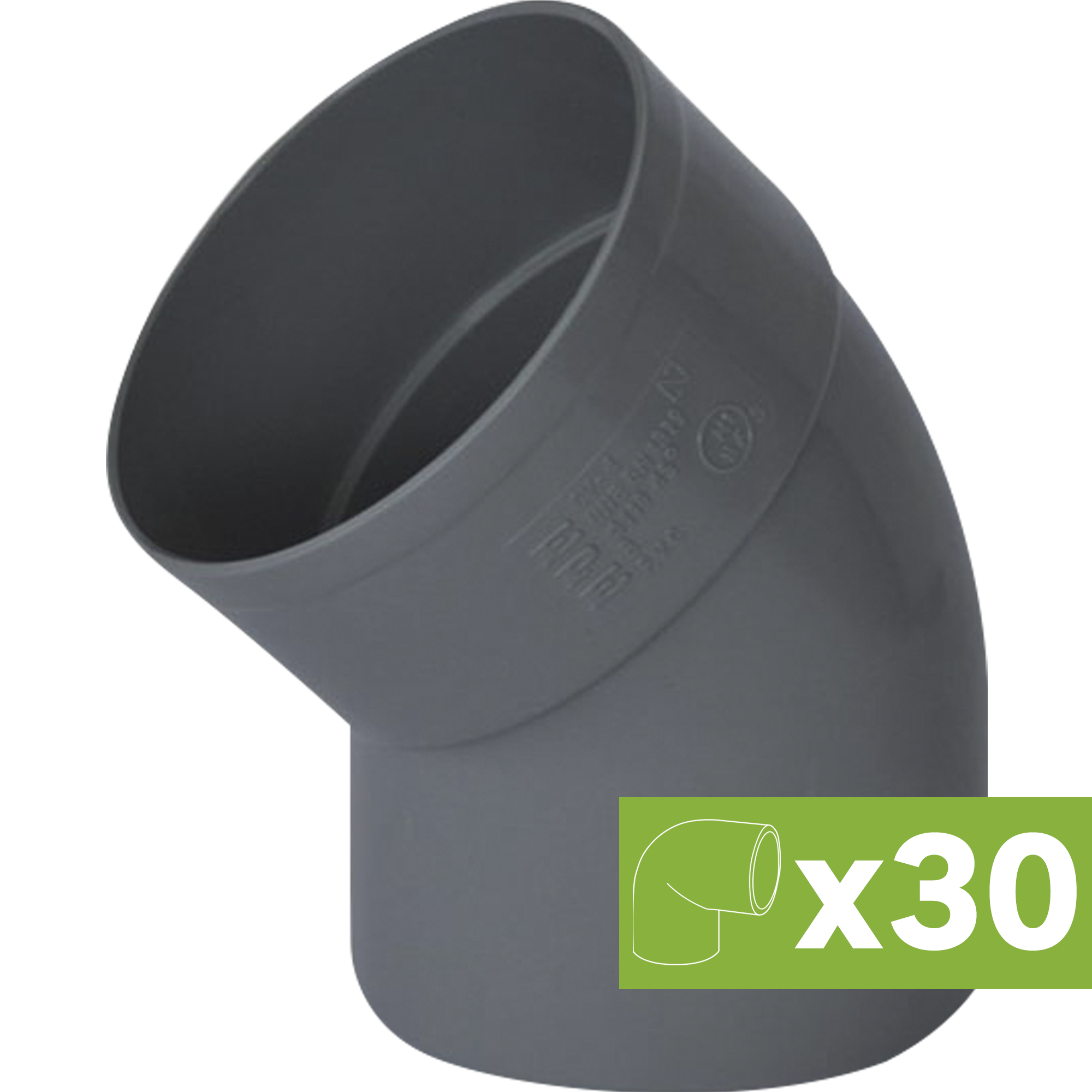 Lote 30 codos pvc evacuación ø 32 mm 45º h-m