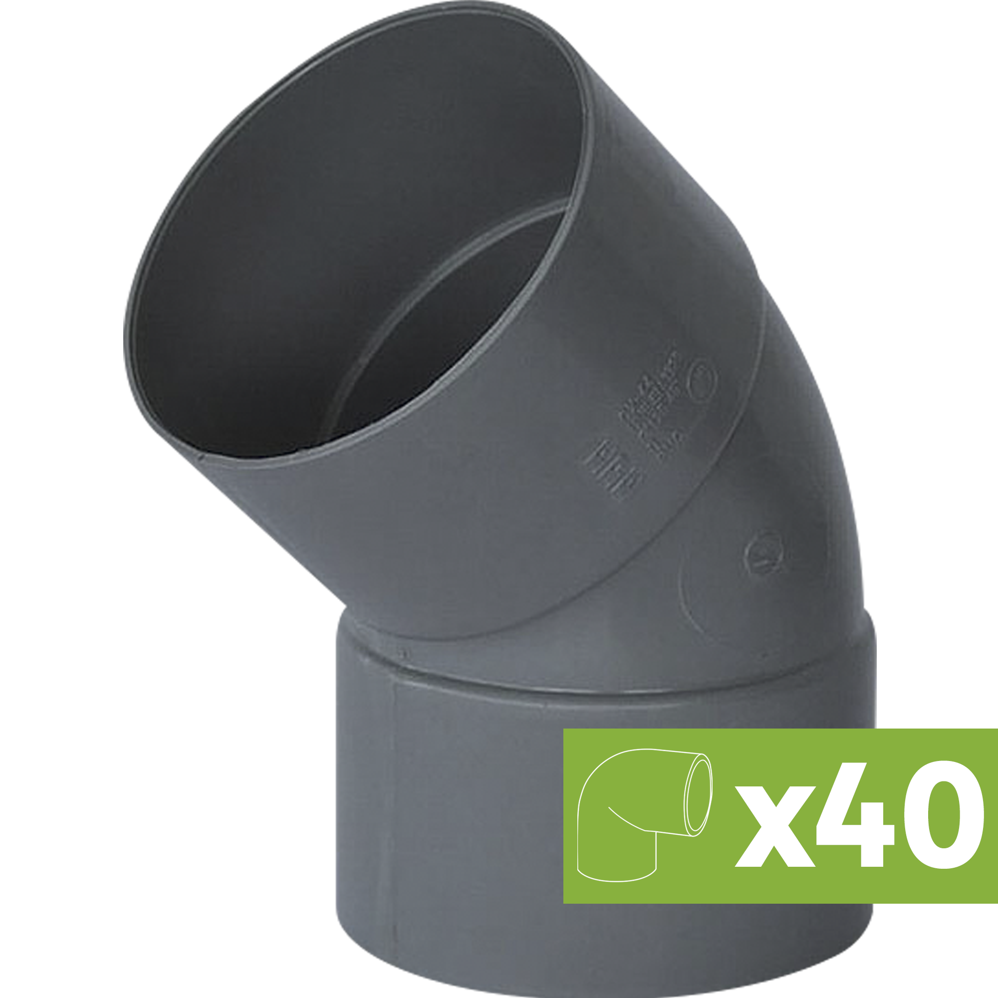 Lote 40 codos pvc evacuación ø 40 mm 45º h-h