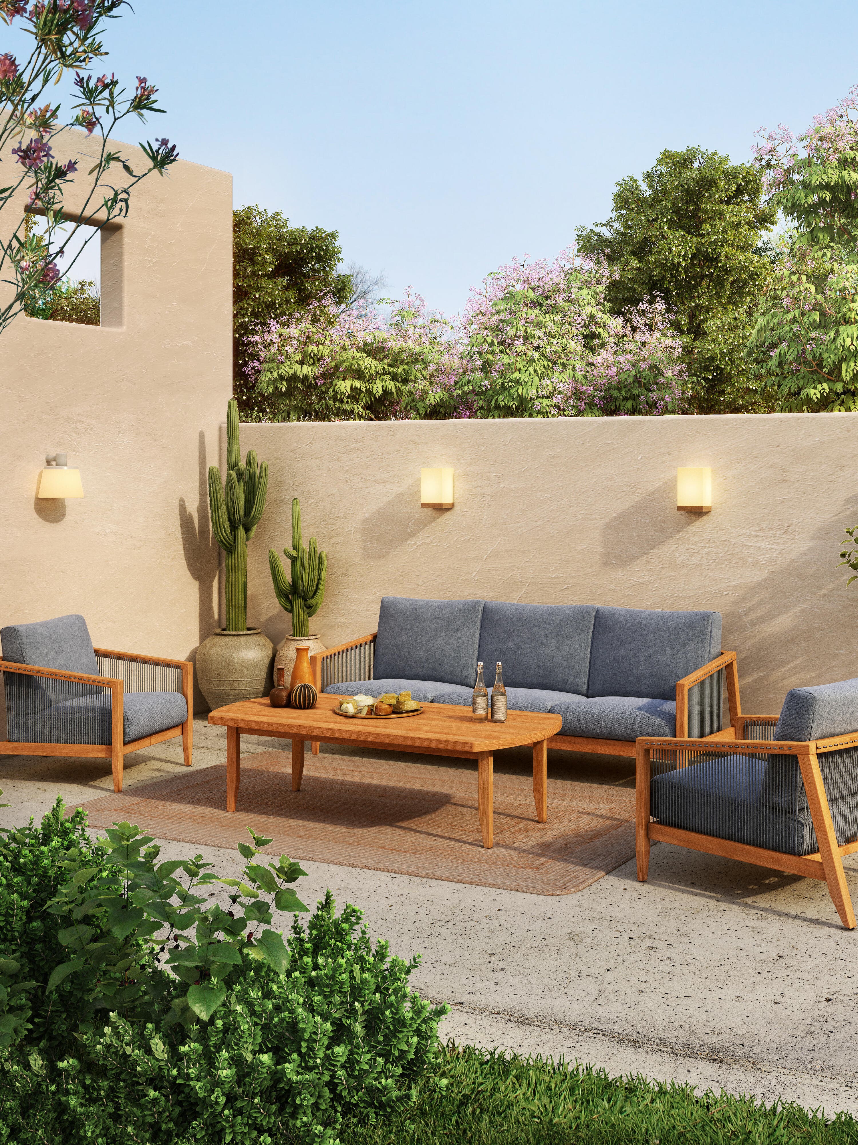 Mesa de Té de Rattan terraza jardín mobiliario de exterior - China Muebles  de exterior, piscina mesas y sillas