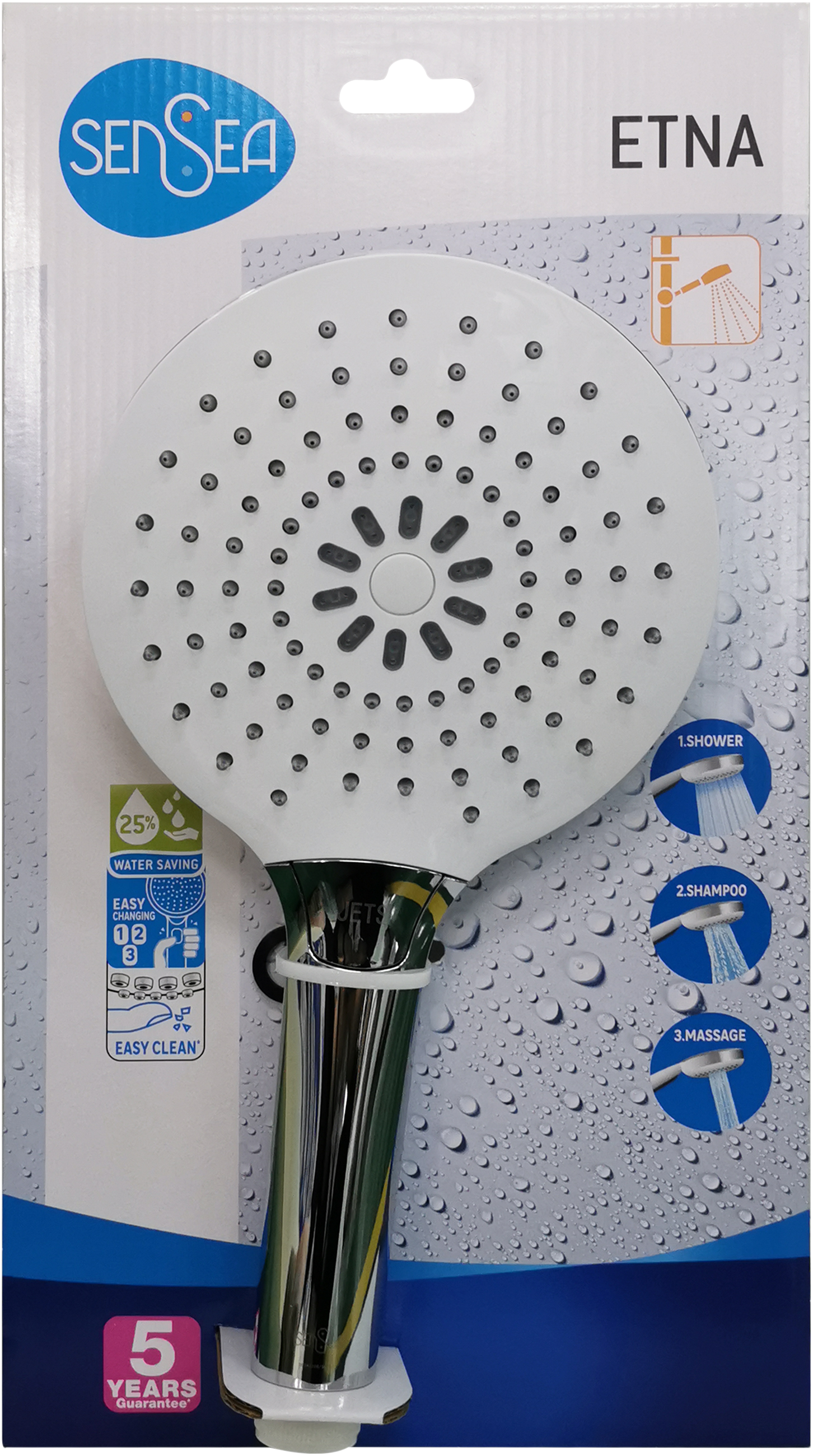 Doccetta SENSEA Etna in abs L 14.4 x H 27 x P 3.34 cm con anticalcare 3 getti - 10