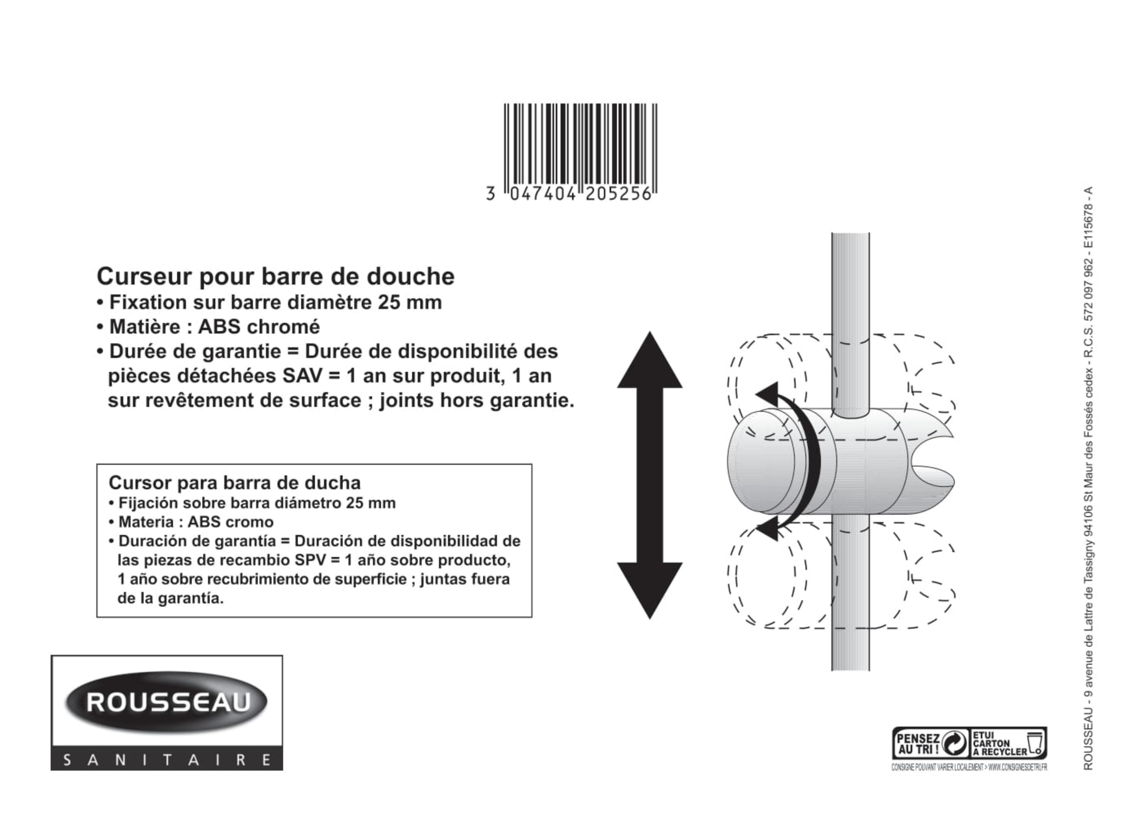 Suporte para chuveiro DESLIZANTE PARA RAMPA D25MM - 2