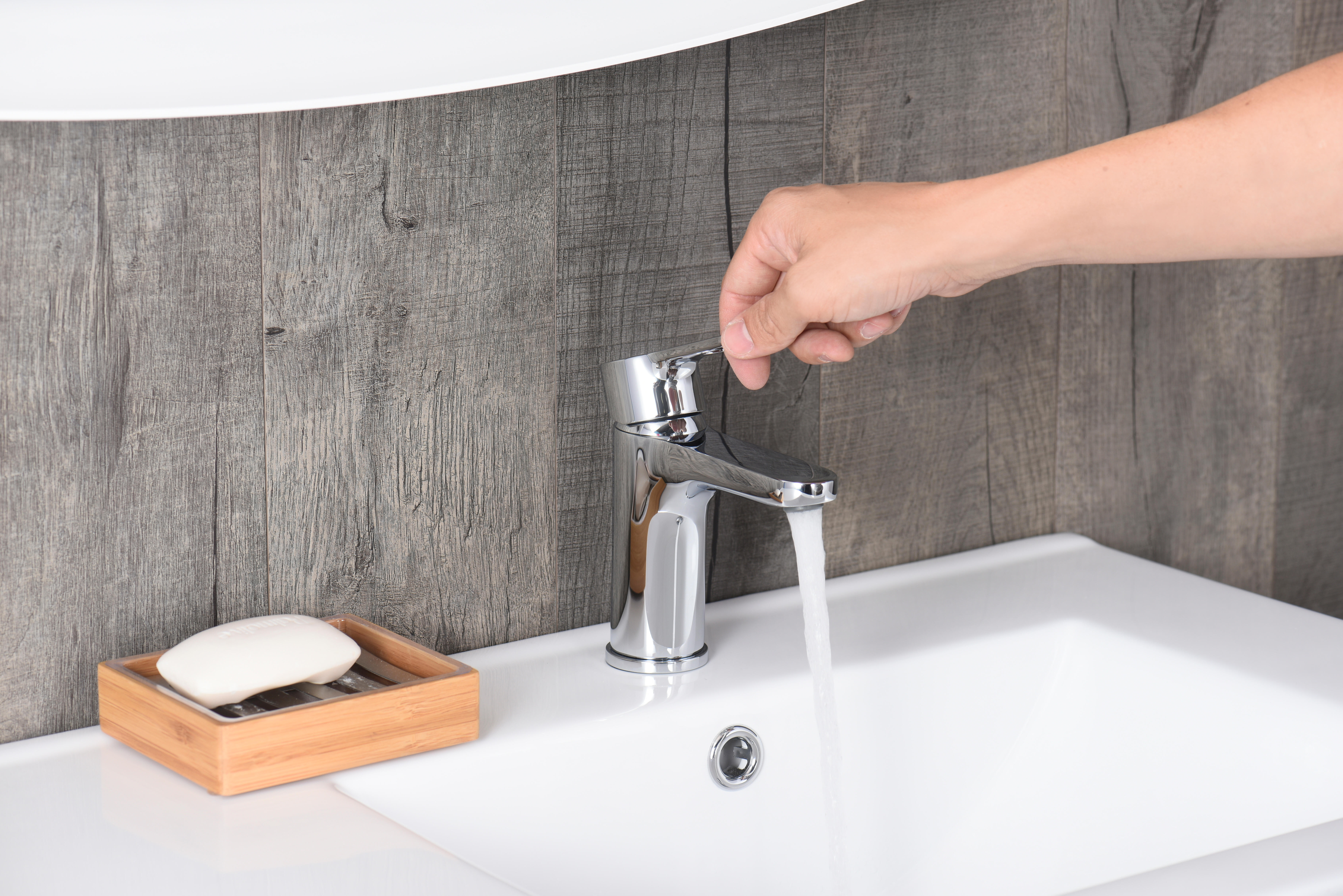 Grifo de lavabo ROCA Atis monomando cromo brillo. Apertura en frío. Antical. Latón - 6