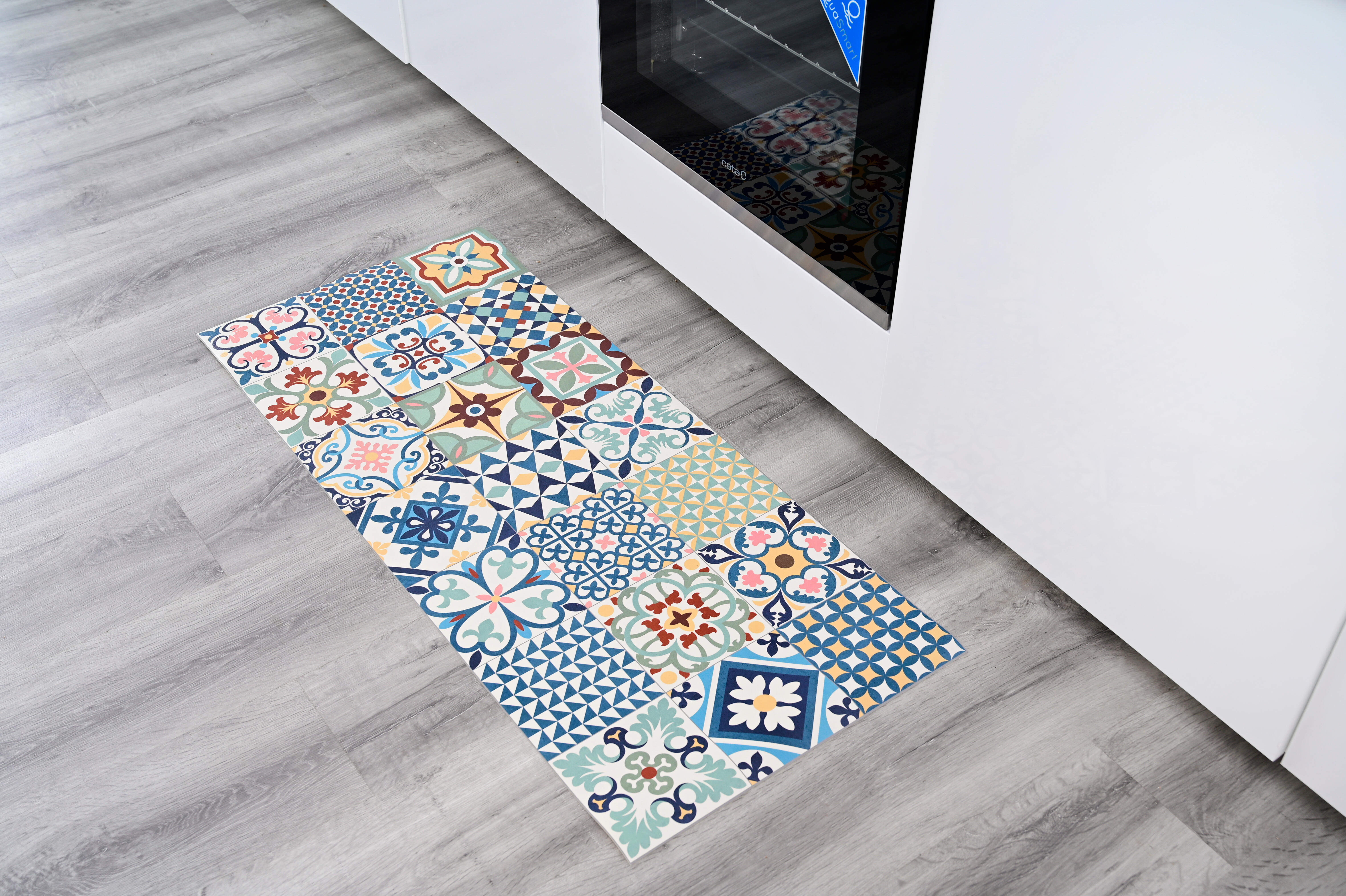 Alfombra pie de cama exterior/interior pvc Heritage Mix 48x110cm tejido plano base antideslizante multicolor - 2