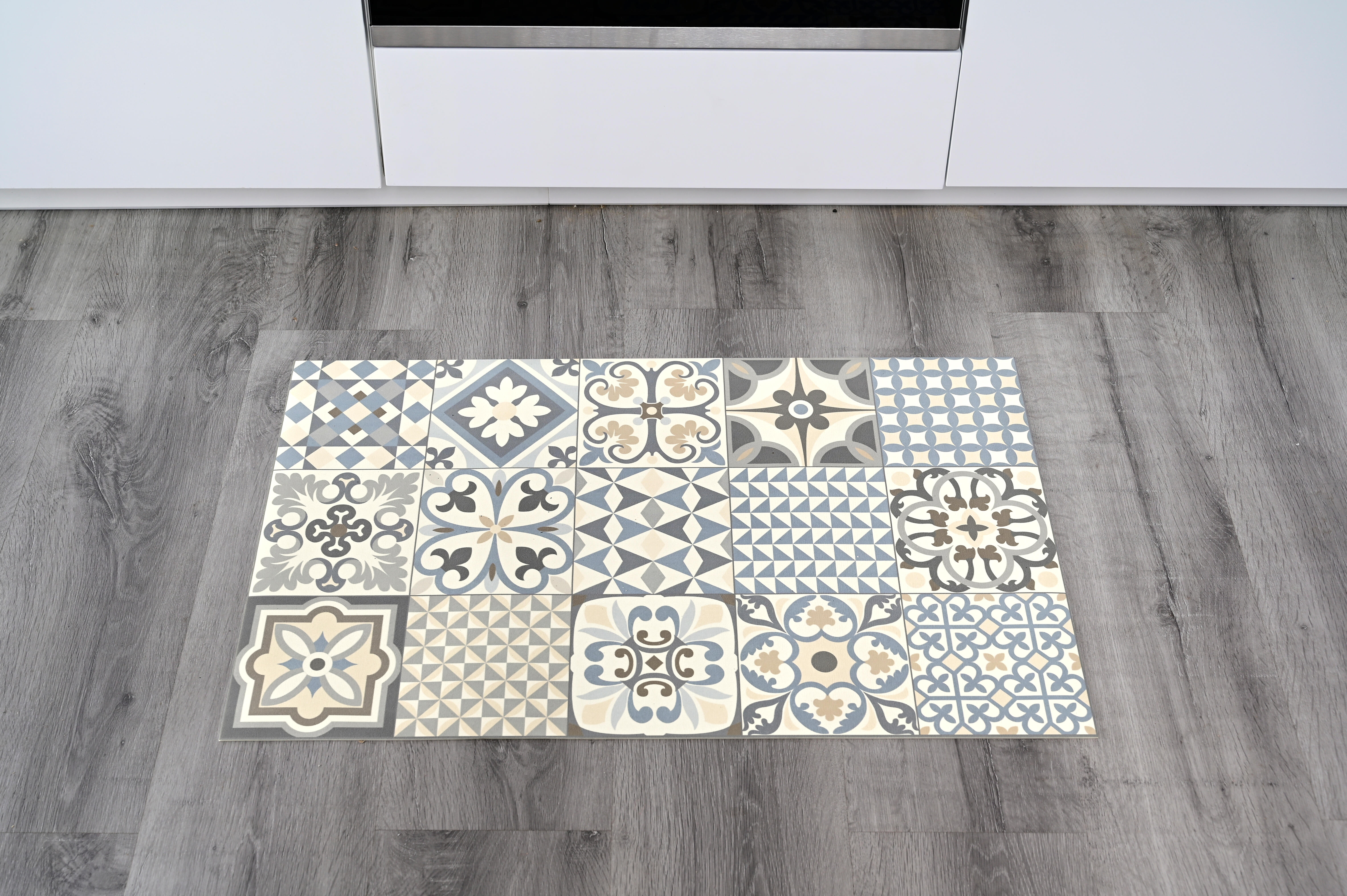 Alfombra pie de cama exterior/interior pvc Heritage 48x75cm tejido plano base antideslizante gris - 10
