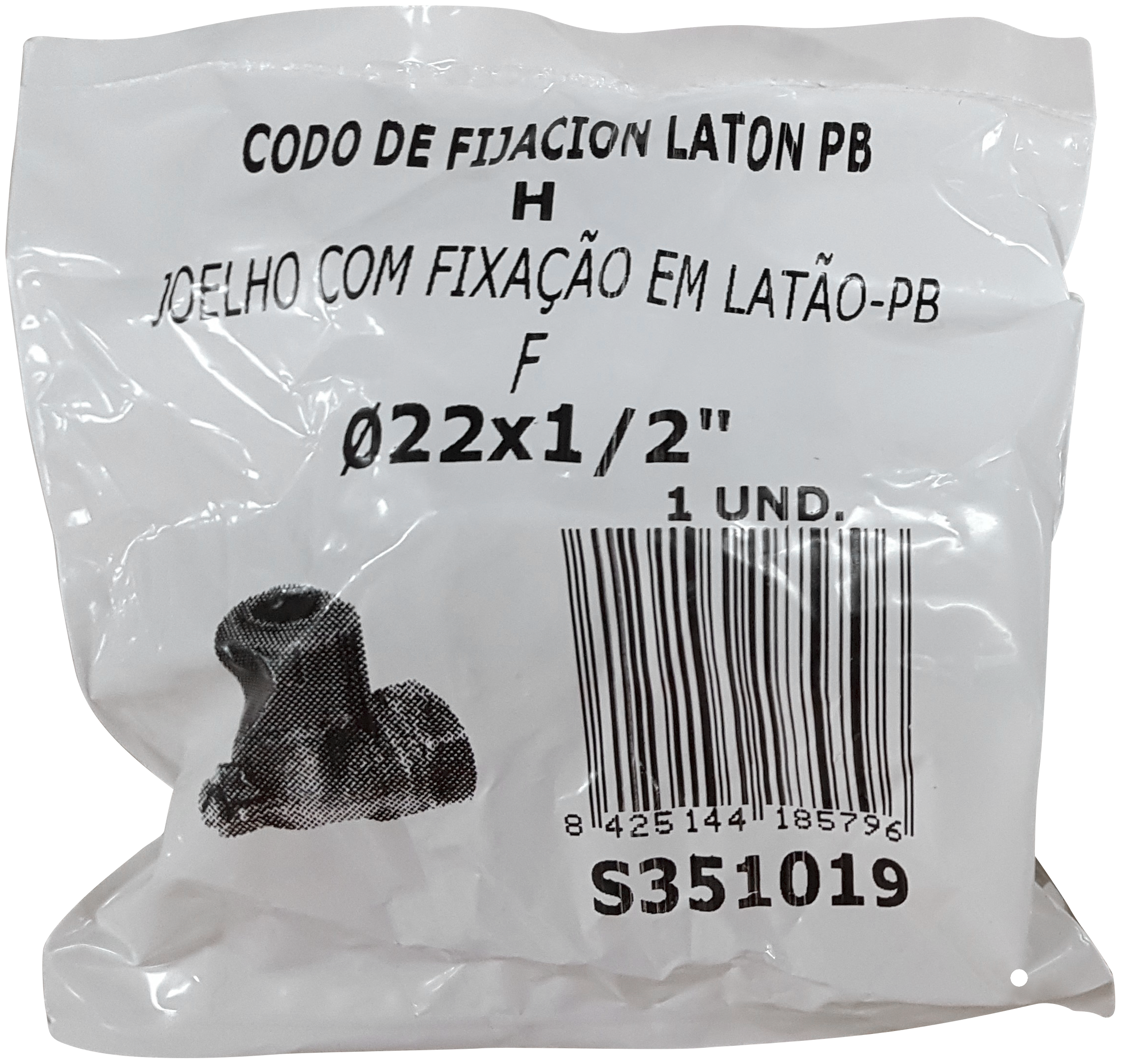 Codo latón polibitileno HØ22mm - 1/2 rosca hembra - 2