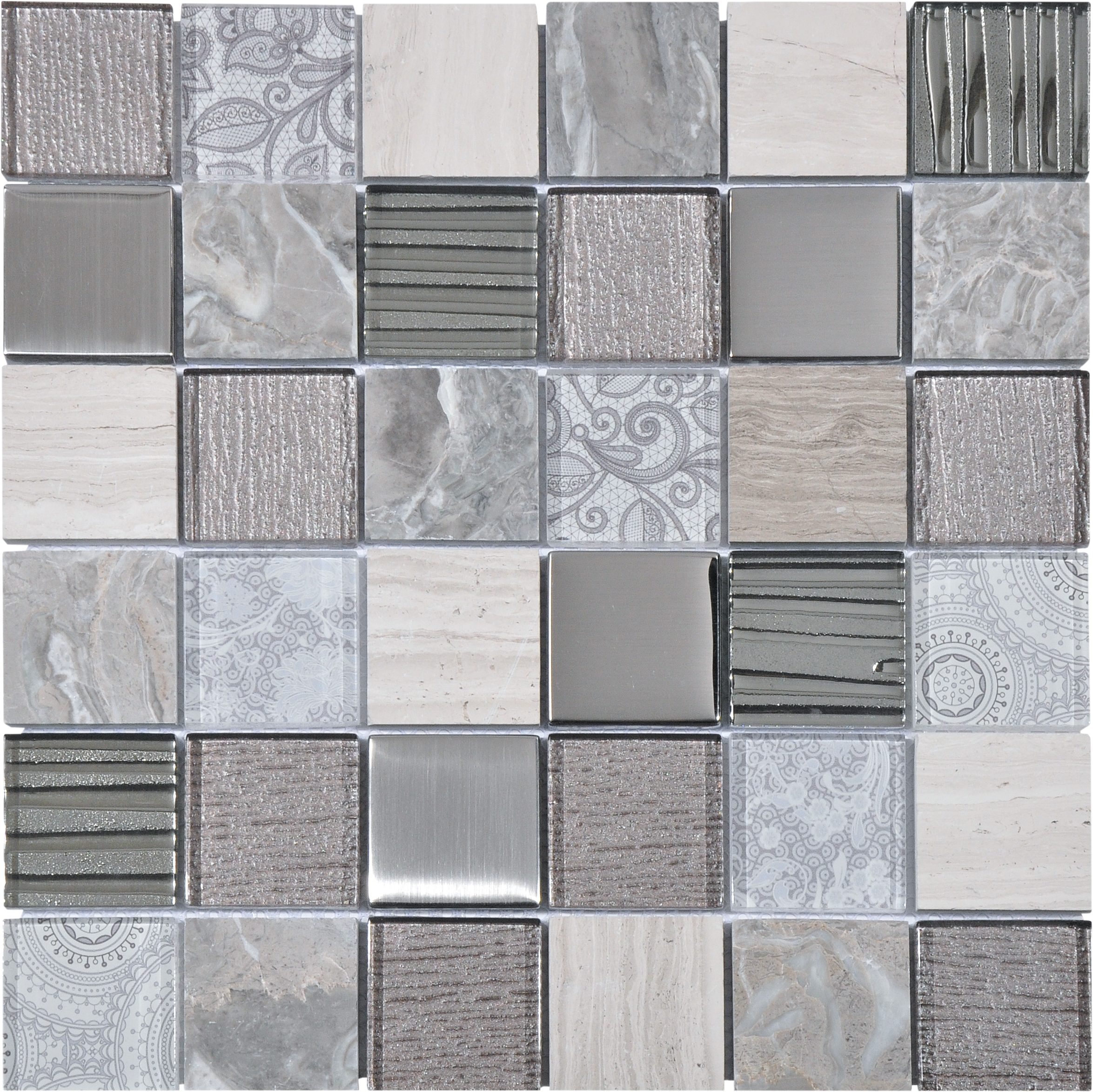 Azulejo mosaico mármol elements efecto piedra gris 30x30 cm