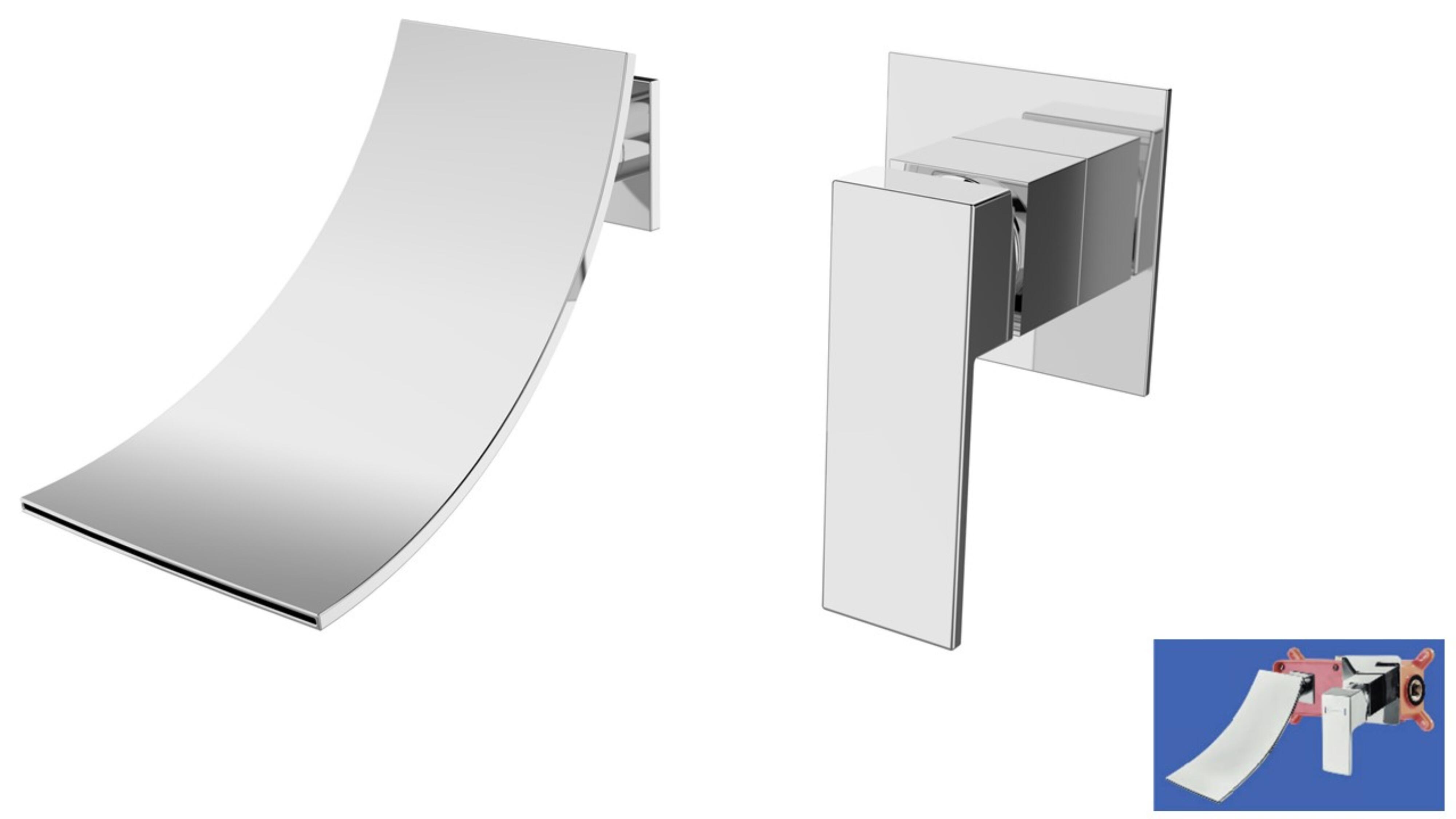 Grifo de lavabo empotrado edouard rousseau monomando cascada cromo brillo. latón