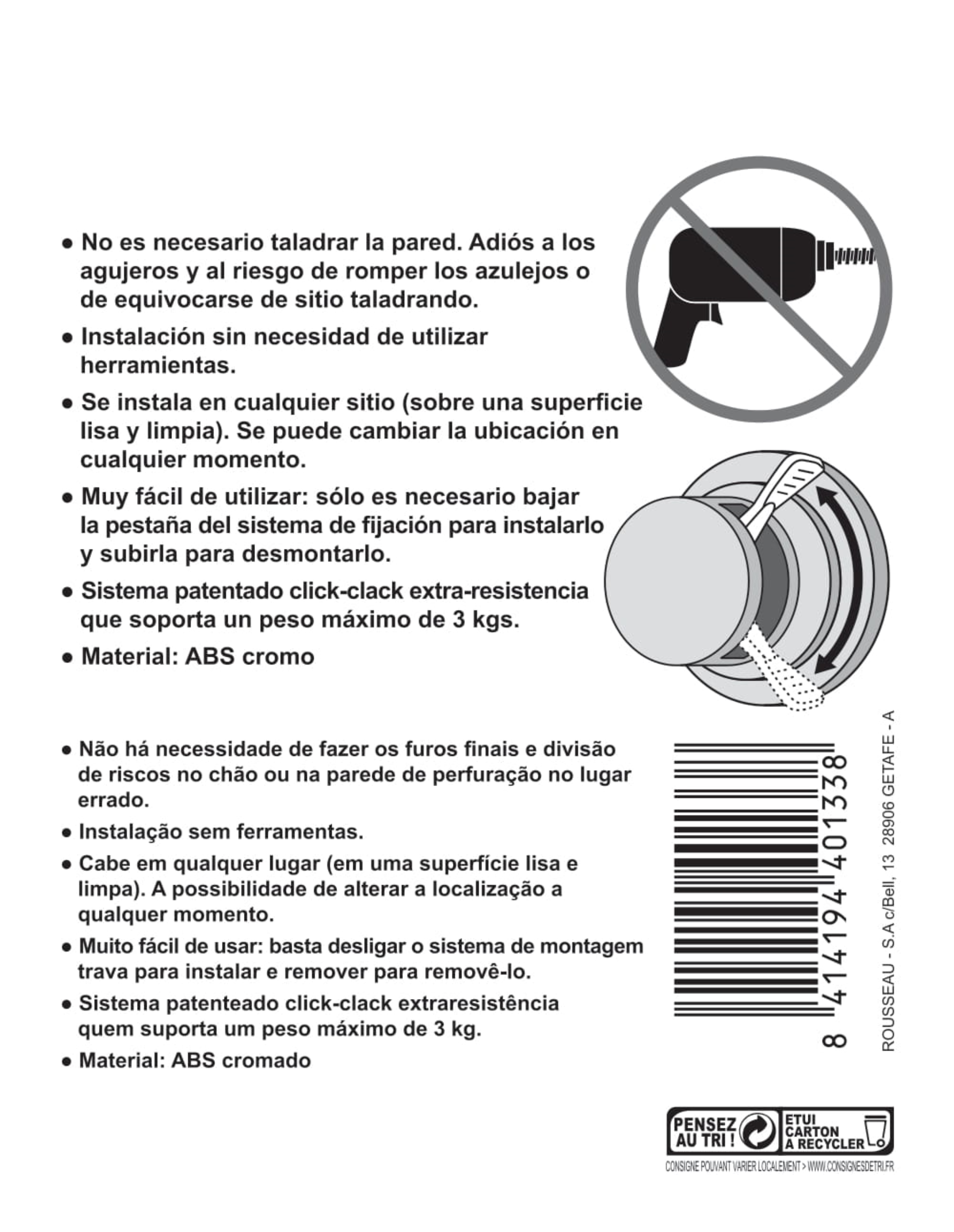 Soporte ducha sin tornillos - 5