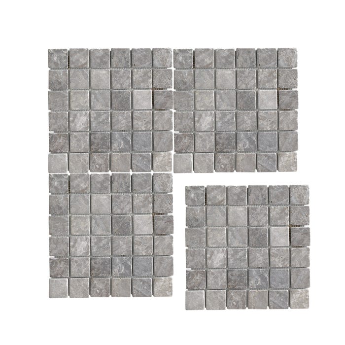 Azulejo mosaico mármol Steel efecto piedra gris 30x30 cm C1