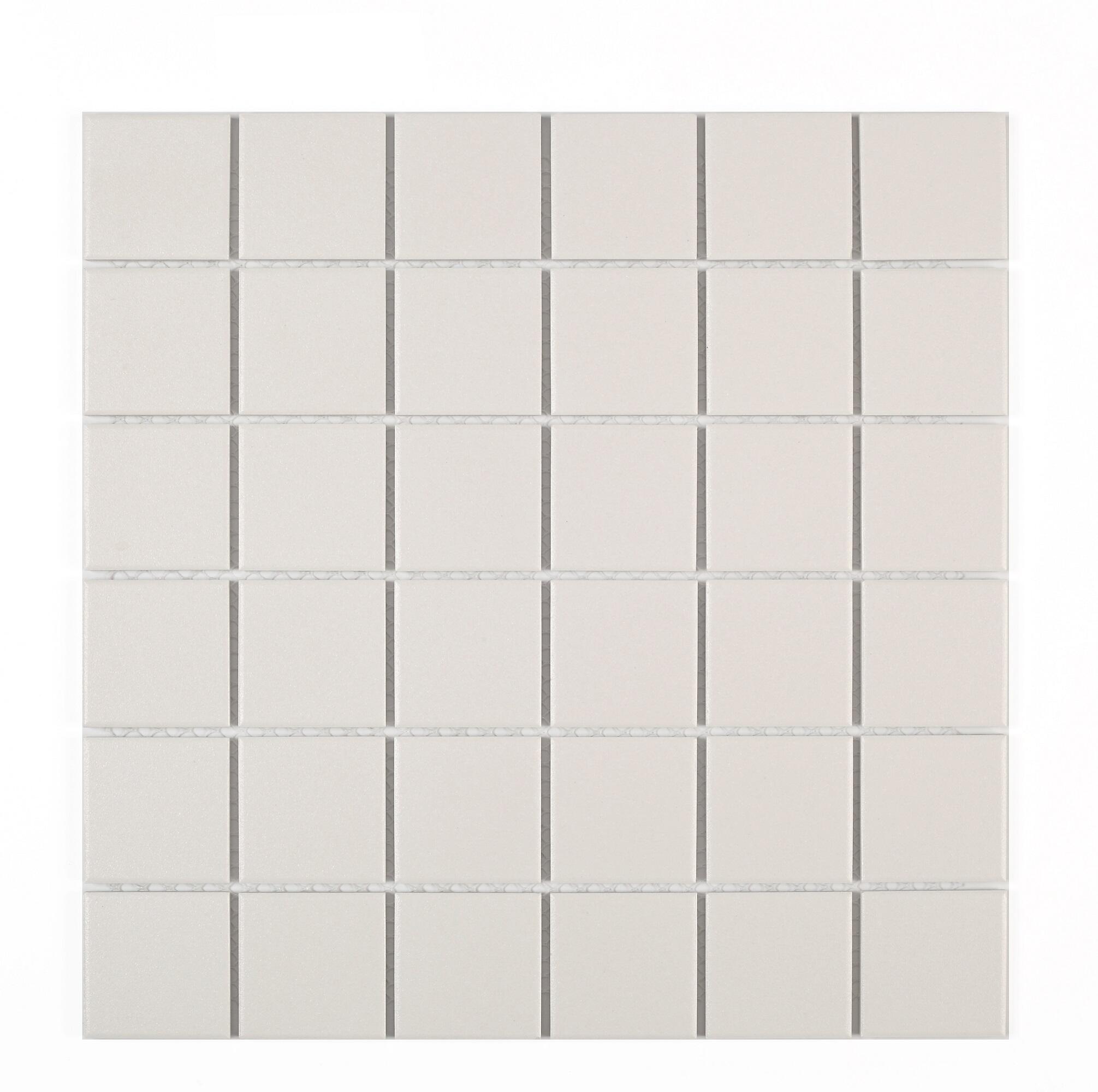 Azulejo mosaico cerámica Dover efecto color plano blanco 30.6x30.6 cm C3 - 5