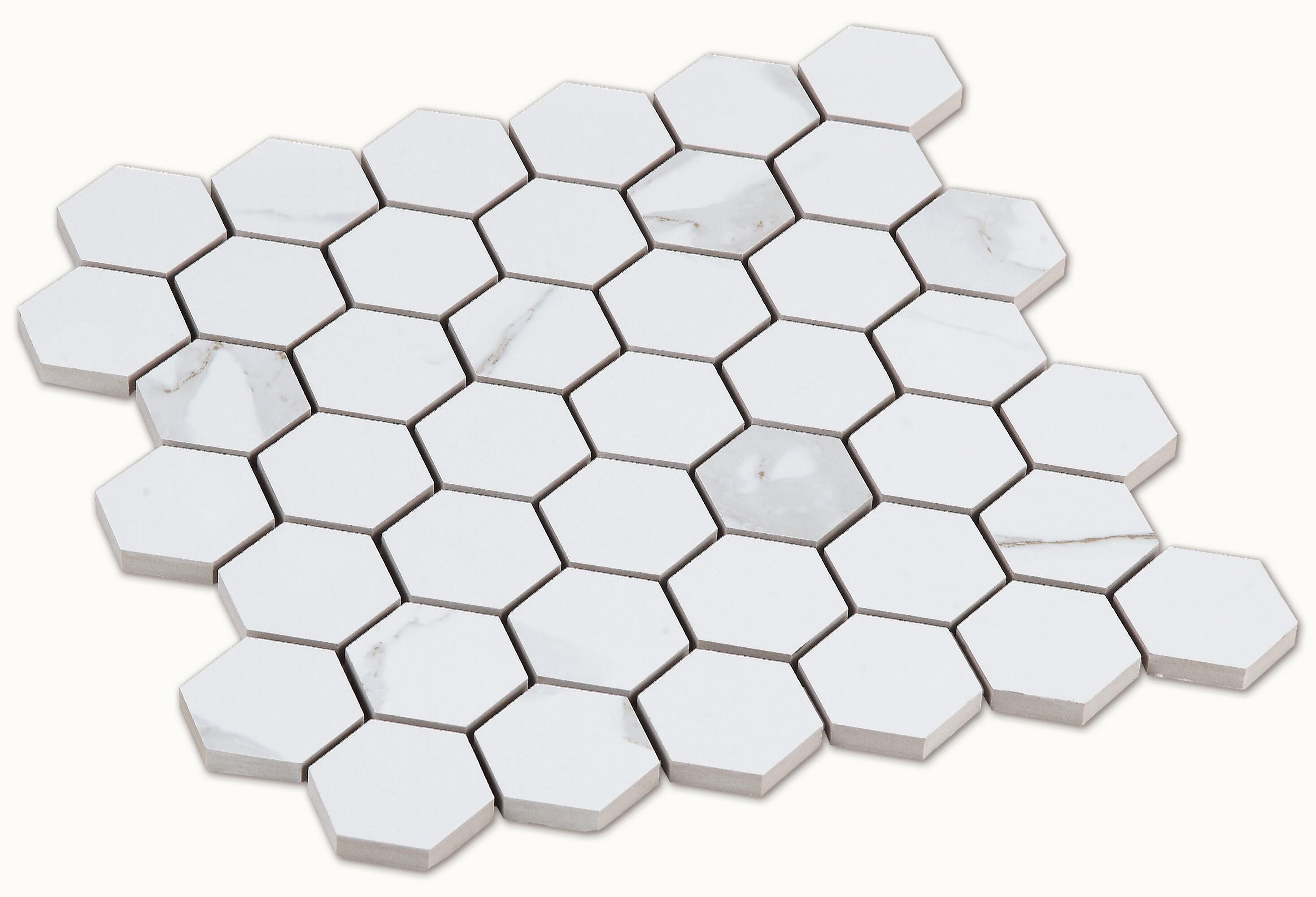 Azulejo mosaico gres porcelánico domus efecto mármol blanco 30.7x30.7 cm