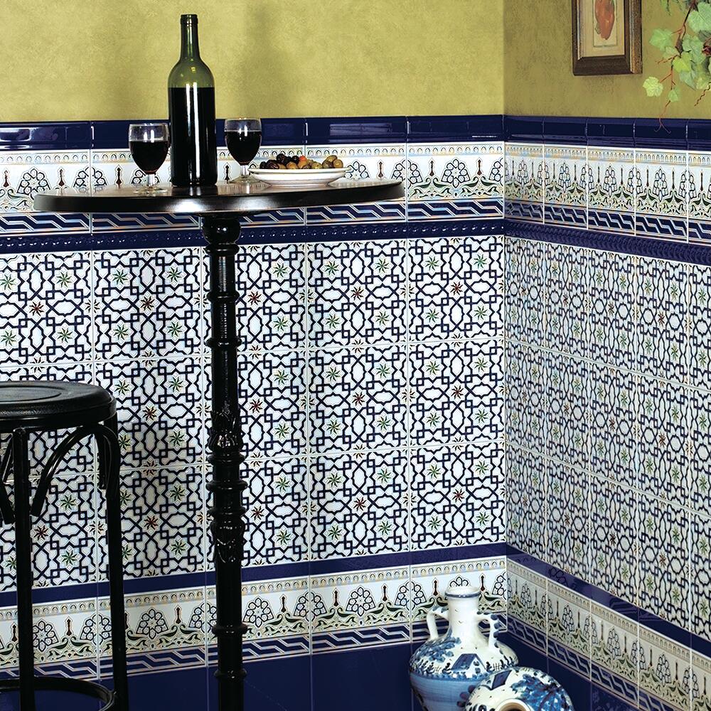Azulejo efecto liso azul brillante 20x20 cm andalusí