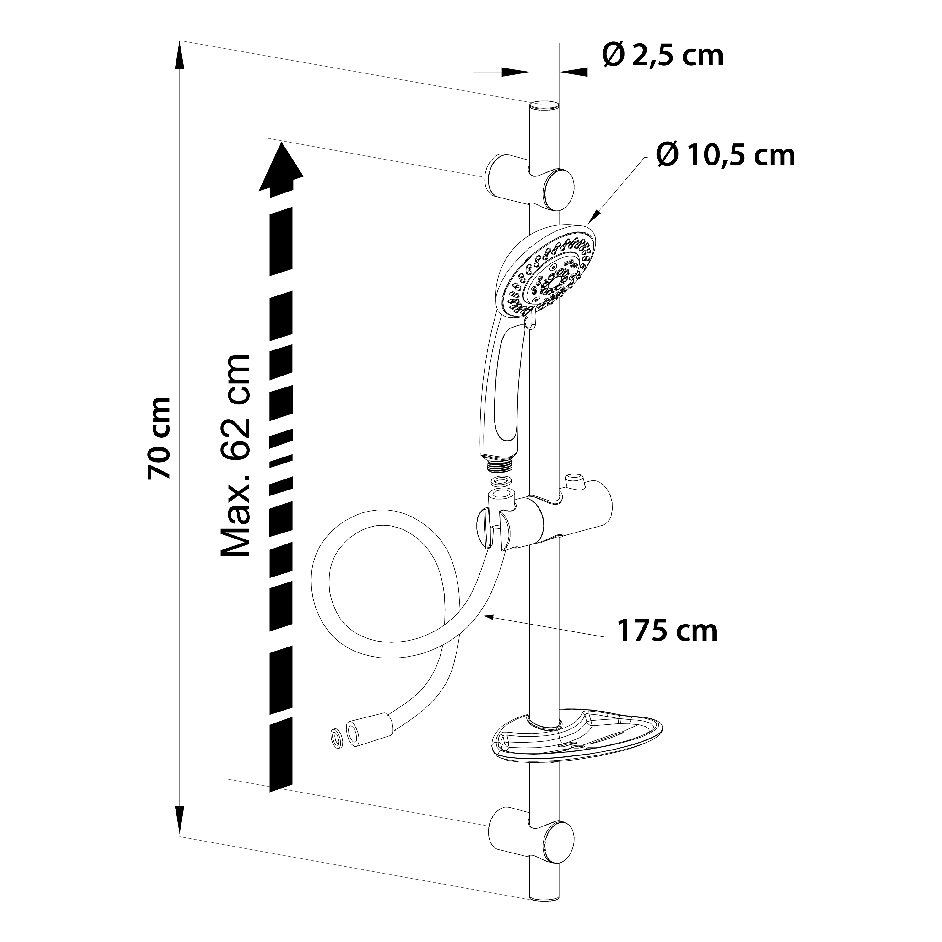 Alcachofa de ducha + flexo + barra SENSEA Docce cromado con 4 funciones - 11