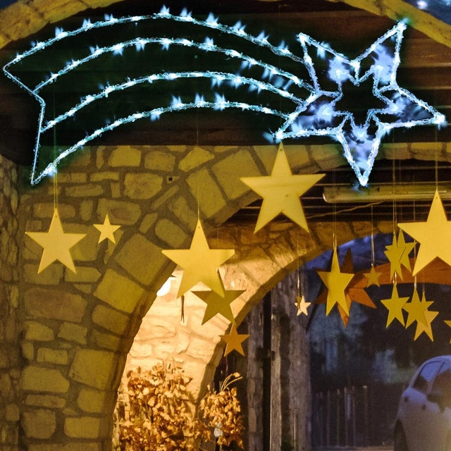 Stella Natalizia 10 Led 3d A Batterie Decorazione Natale Multicolore C